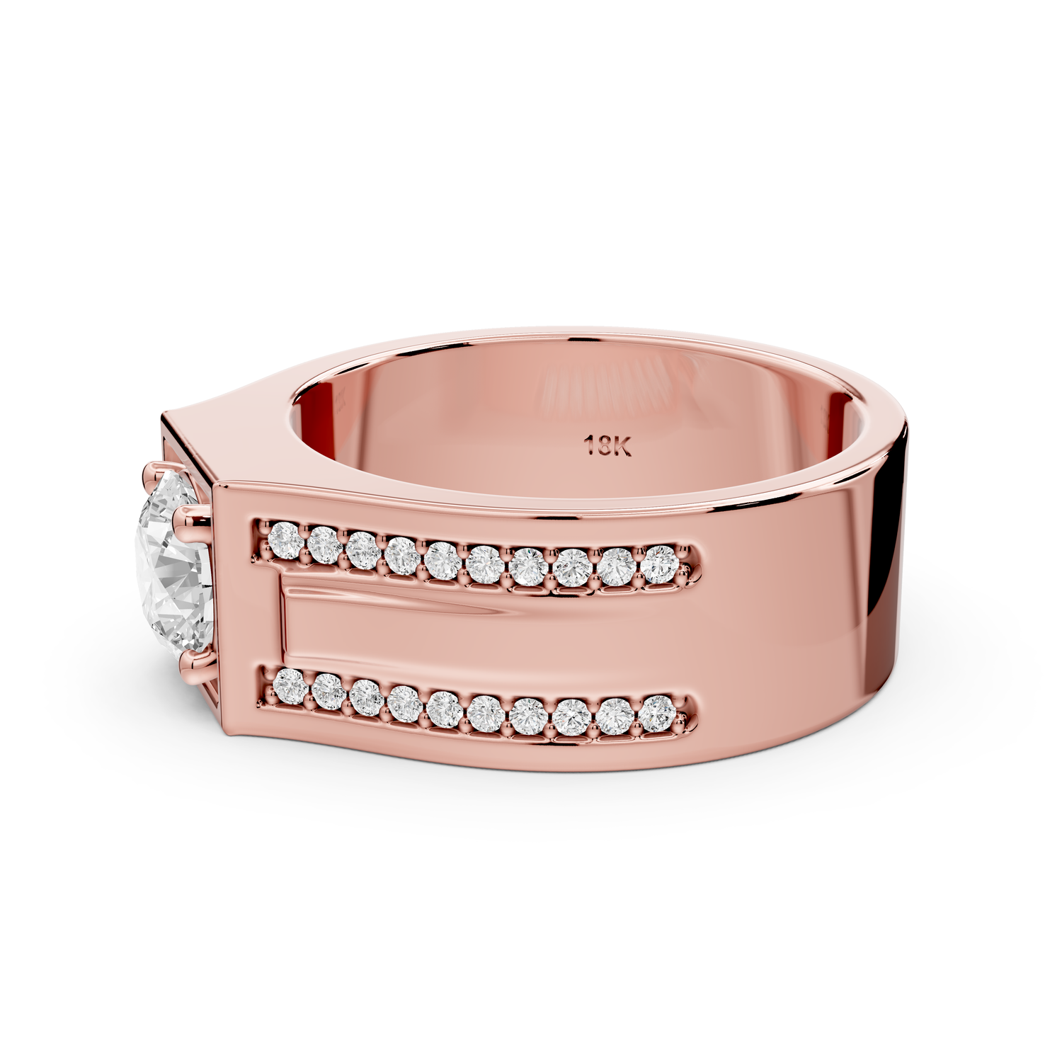 Jaden - 0.88ct 14k rose gold Solitaire Diamond Wedding Band Ring