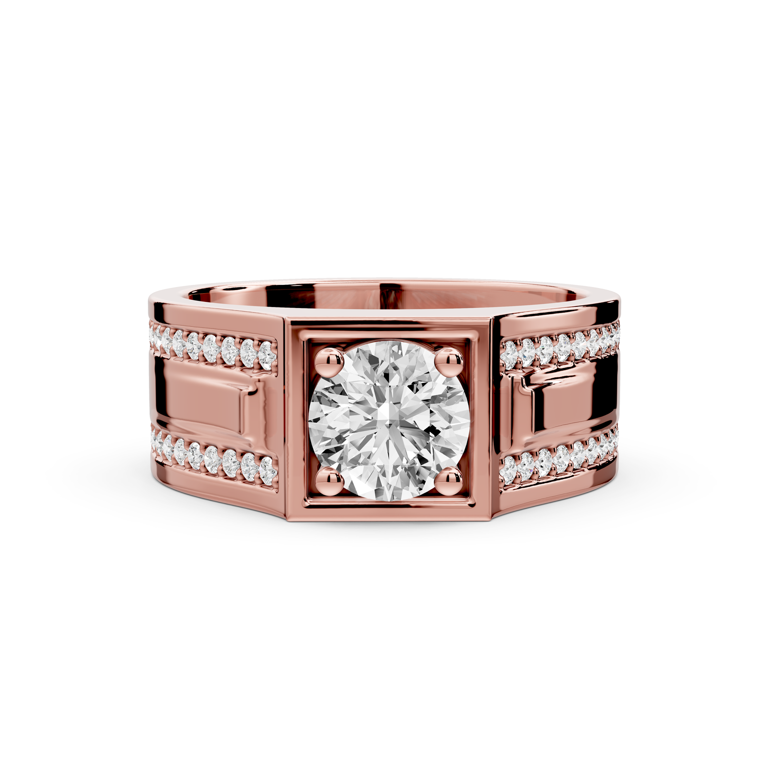 Jaden - 0.88ct 14k rose gold Solitaire Diamond Wedding Band Ring