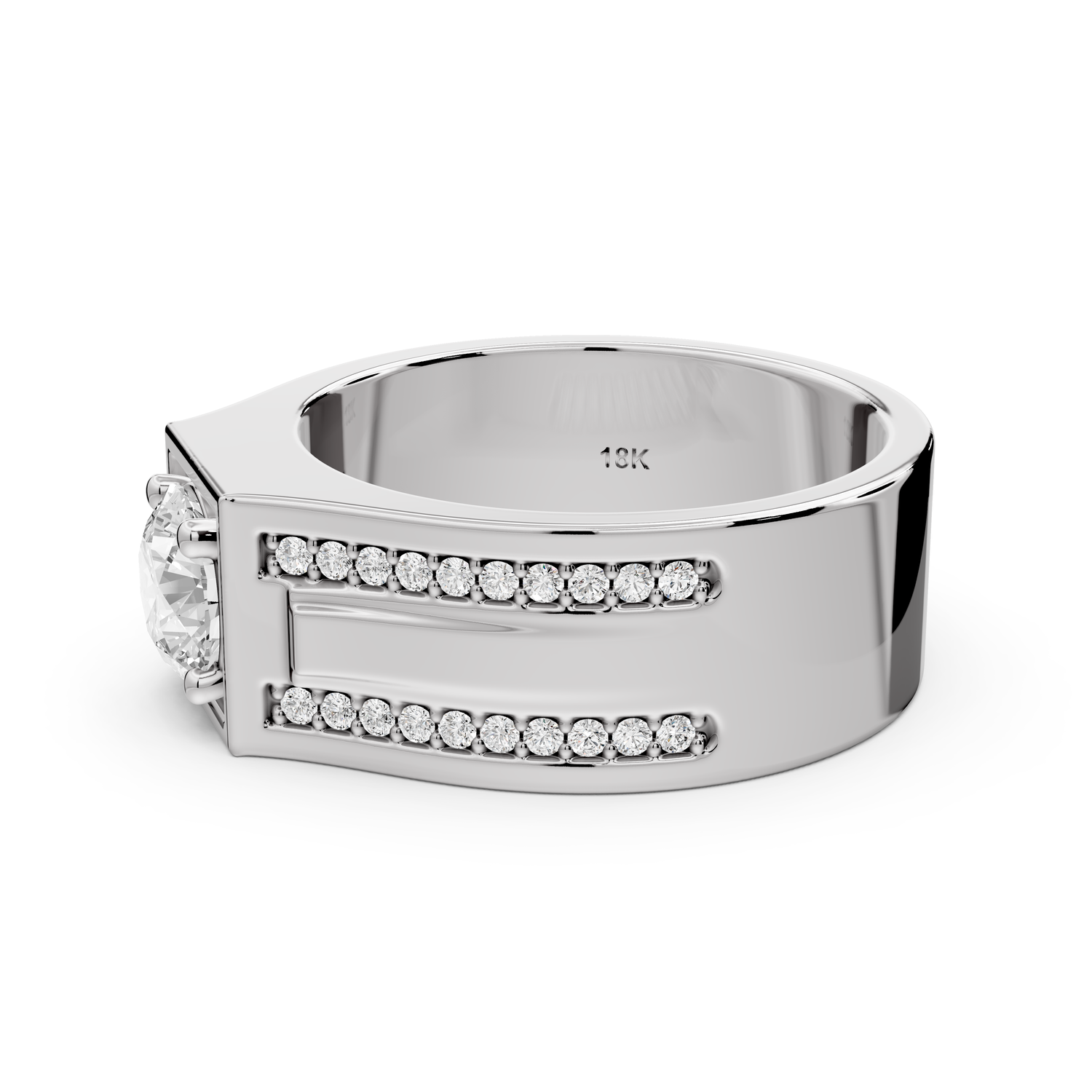 Jaden - 0.88ct 18k white gold Solitaire Diamond Wedding Band Ring