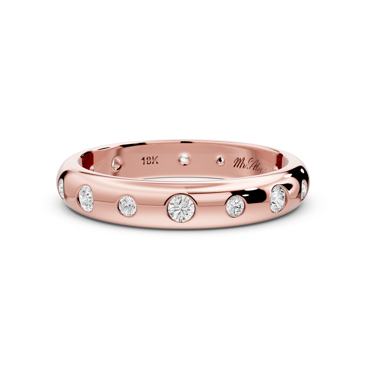 Oriana - 0.34ct 14k rose gold Flush-Set Diamond Wedding Band Ring