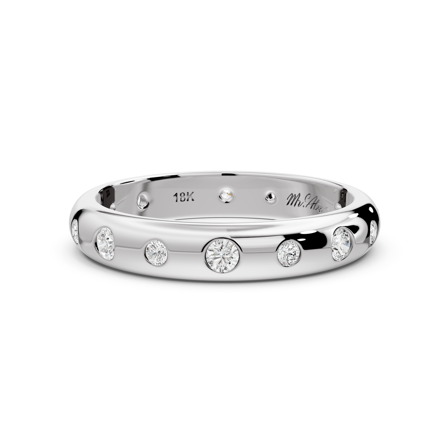 Oriana - 0.34ct 14k white gold Flush-Set Diamond Wedding Band Ring