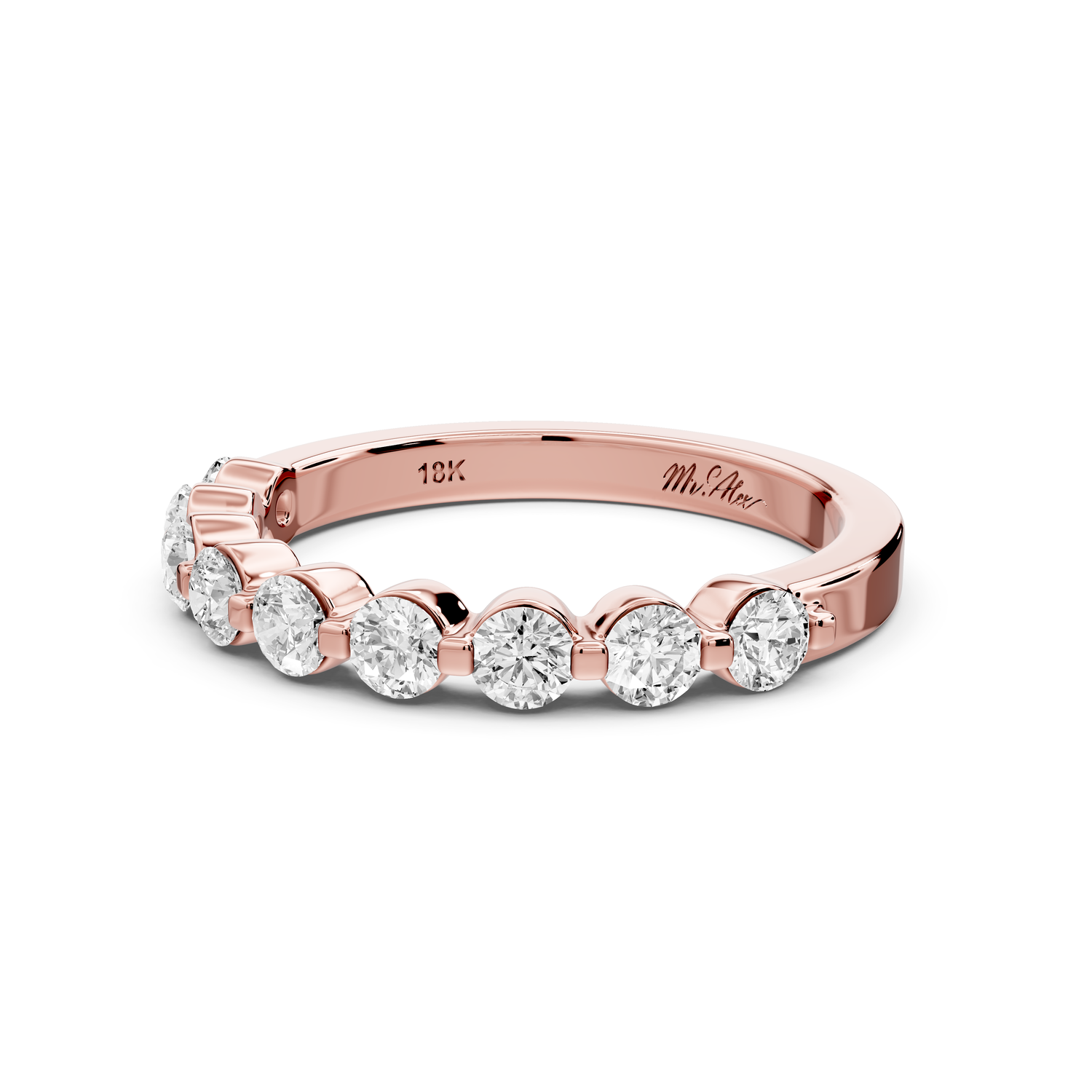 Sapir - 0.66ct 18k rose gold Shared-Prong Diamond Eternity Band Ring