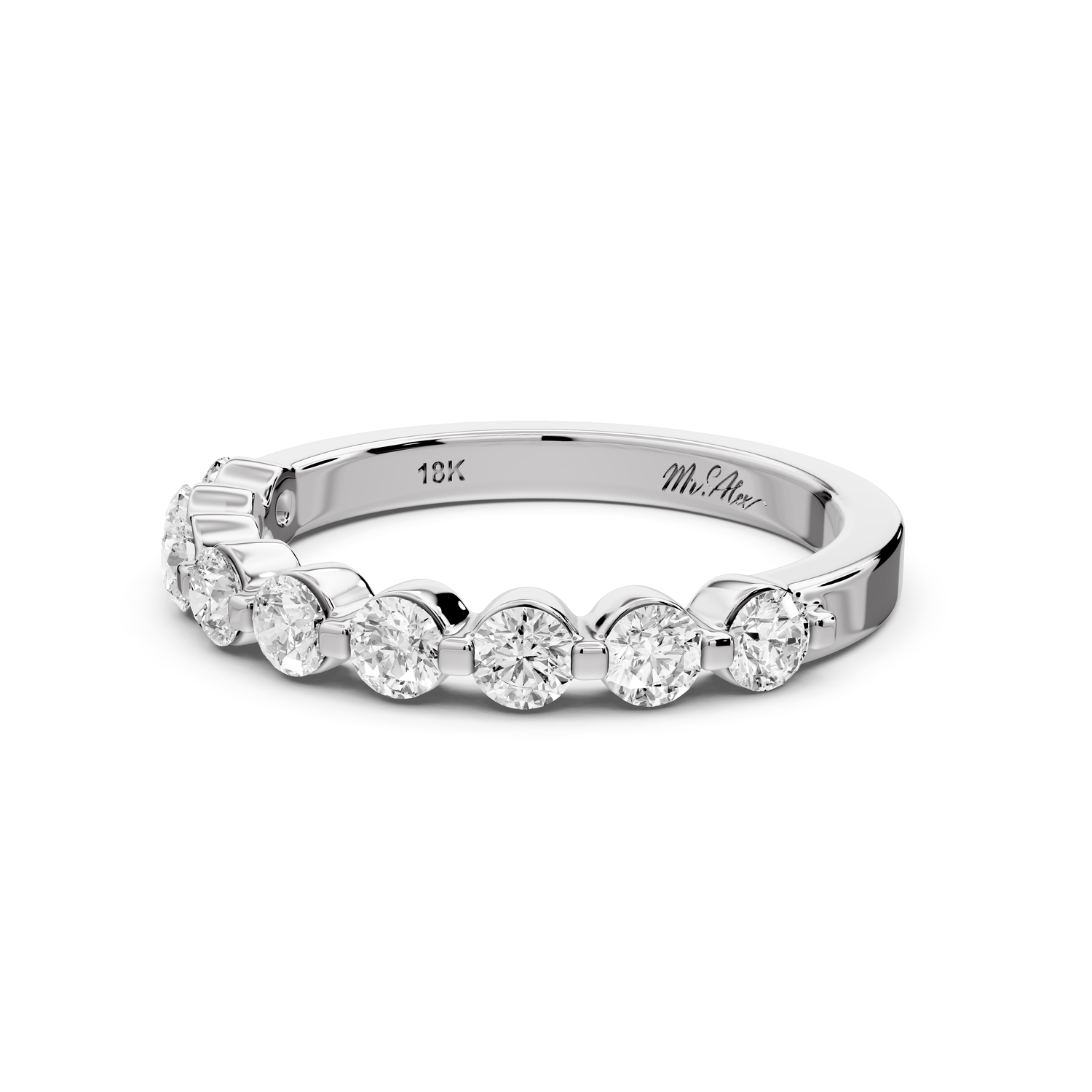 Sapir - 0.66ct 18k white gold Shared-Prong Diamond Eternity Band Ring
