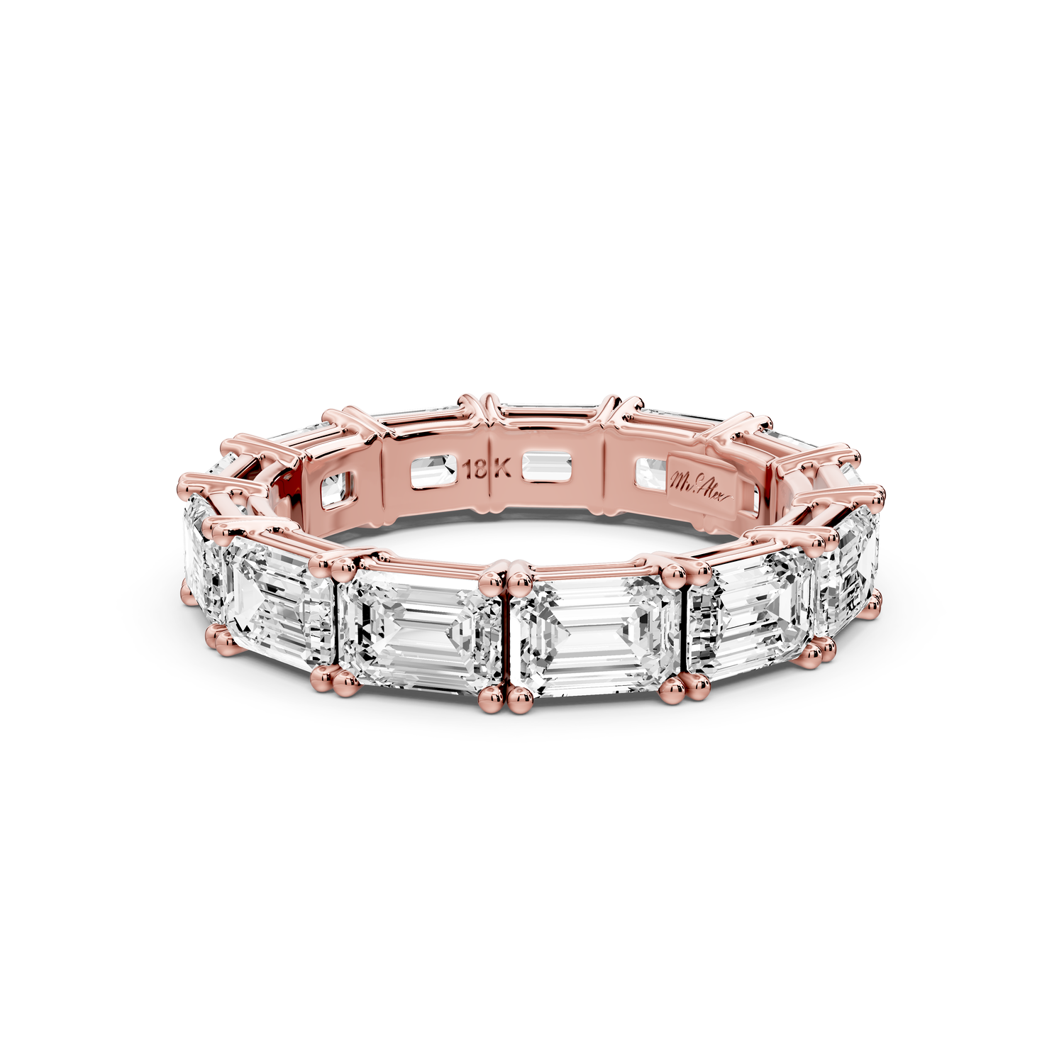 Bella - 3.95ct 14k rose gold Emerald-Cut Diamond Eternity Band Ring