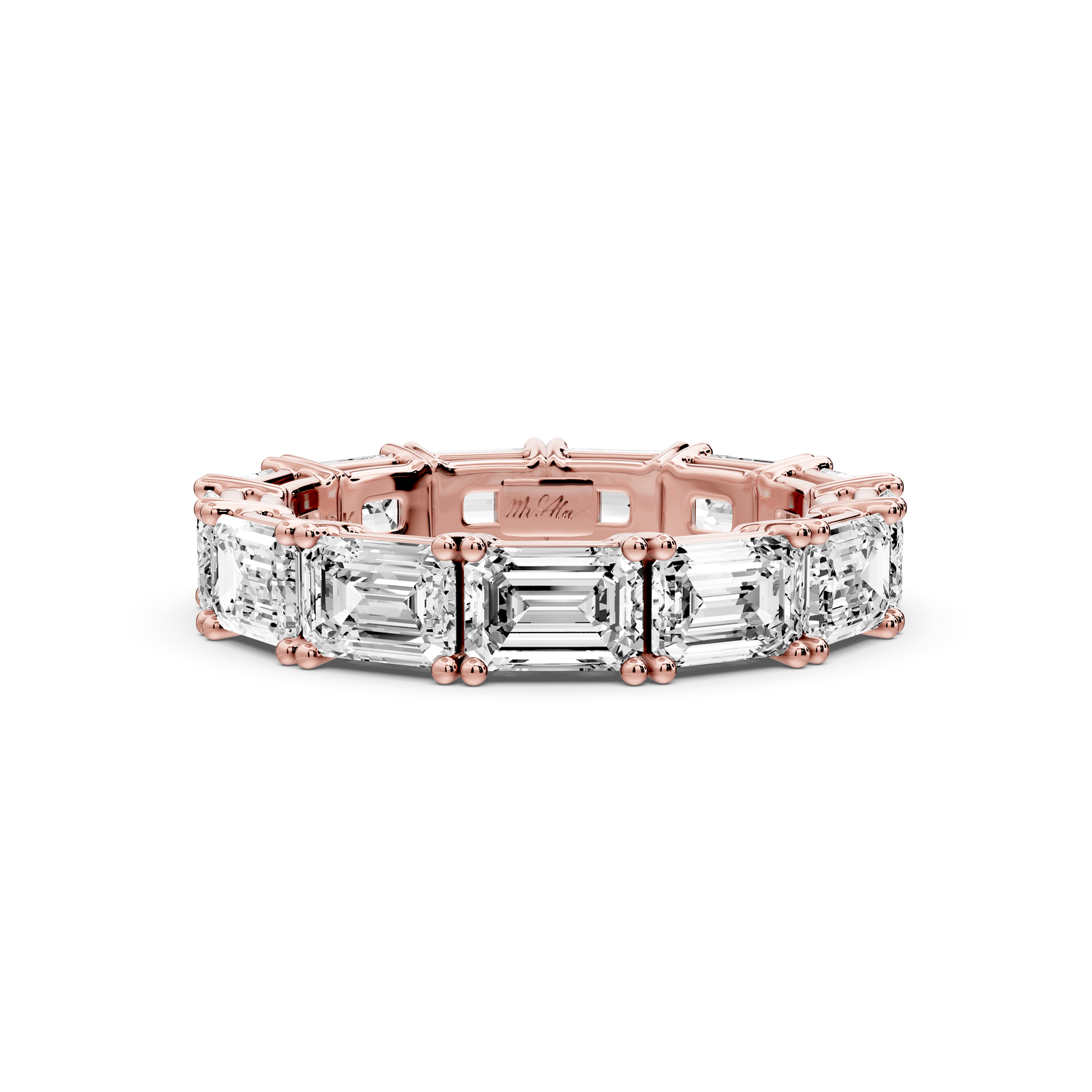 Bella - 3.95ct 18k rose gold Emerald-Cut Diamond Eternity Band Ring