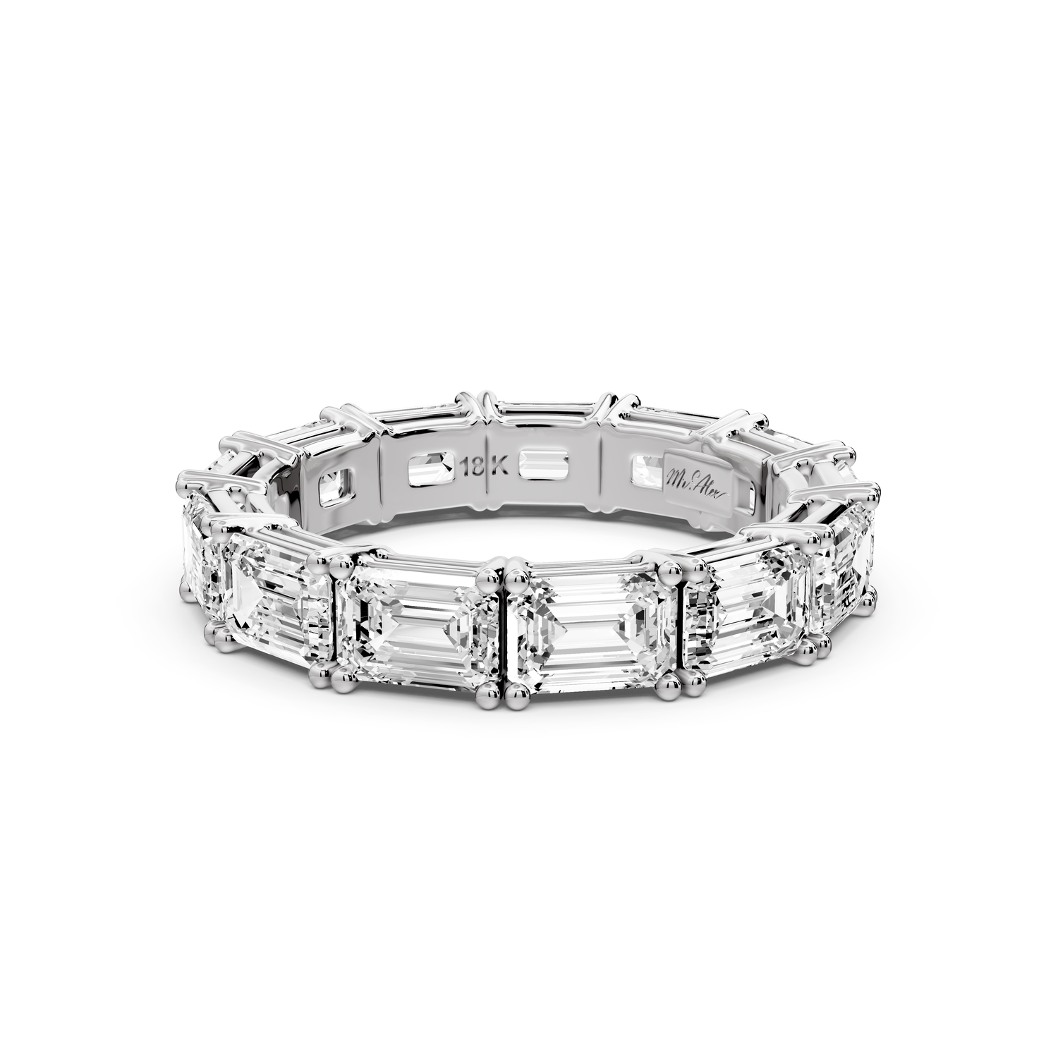 Bella - 3.95ct 14k white gold Emerald-Cut Diamond Eternity Band Ring
