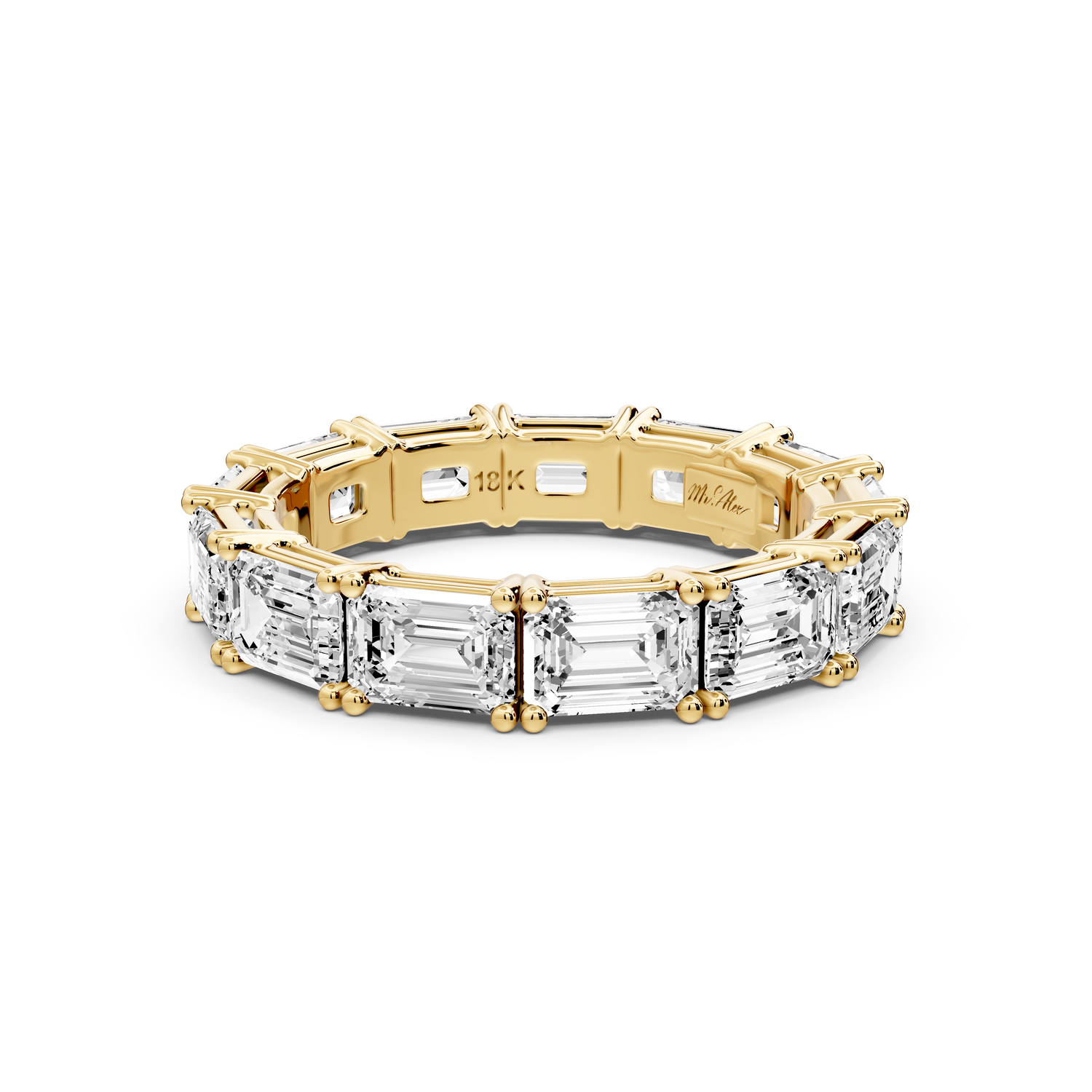 Bella - 3.95ct 18k yellow gold Emerald-Cut Diamond Eternity Band Ring