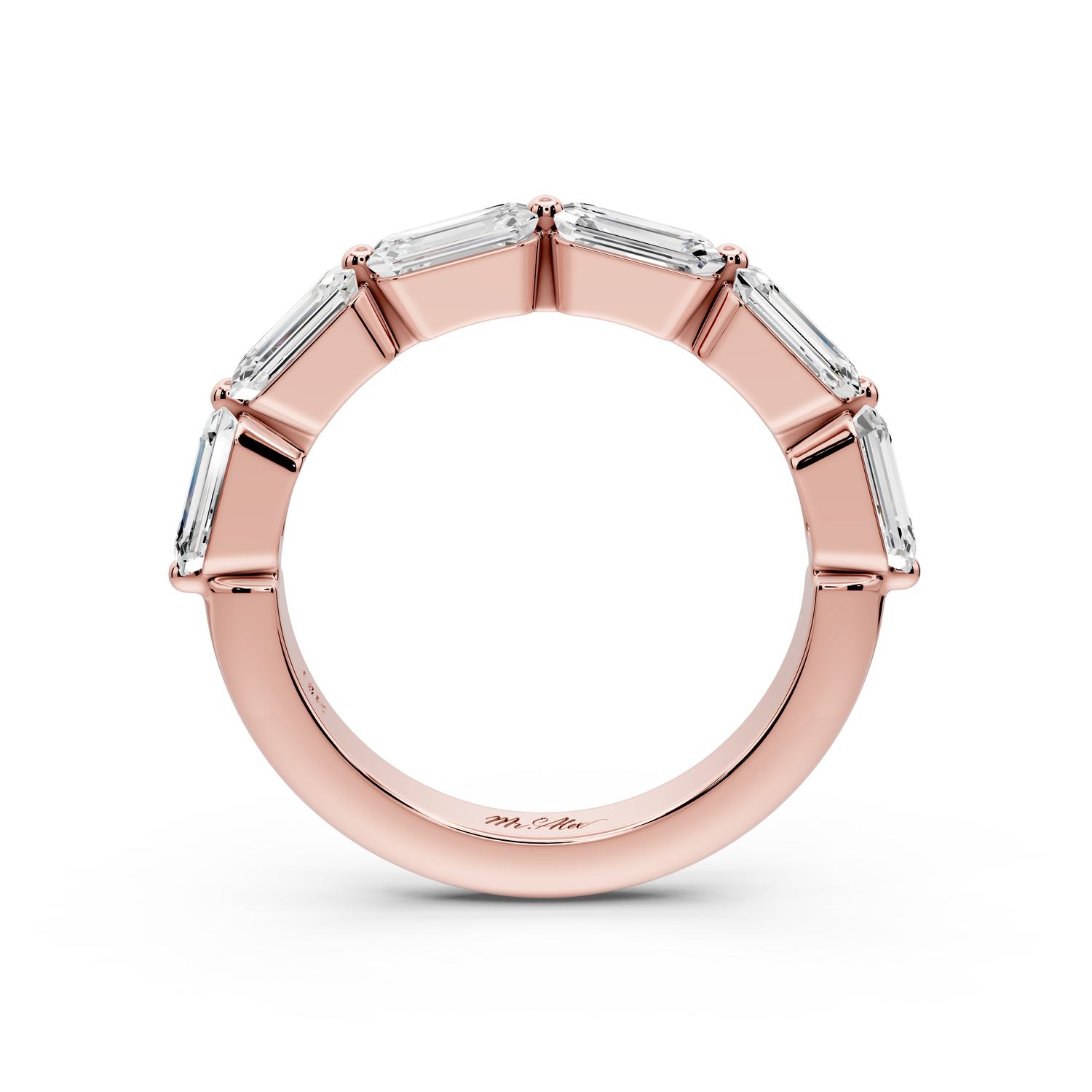 Nitzan - 2.01ct 18k rose gold Seven-Stone Emerald-Cut Diamond Wedding Band Ring