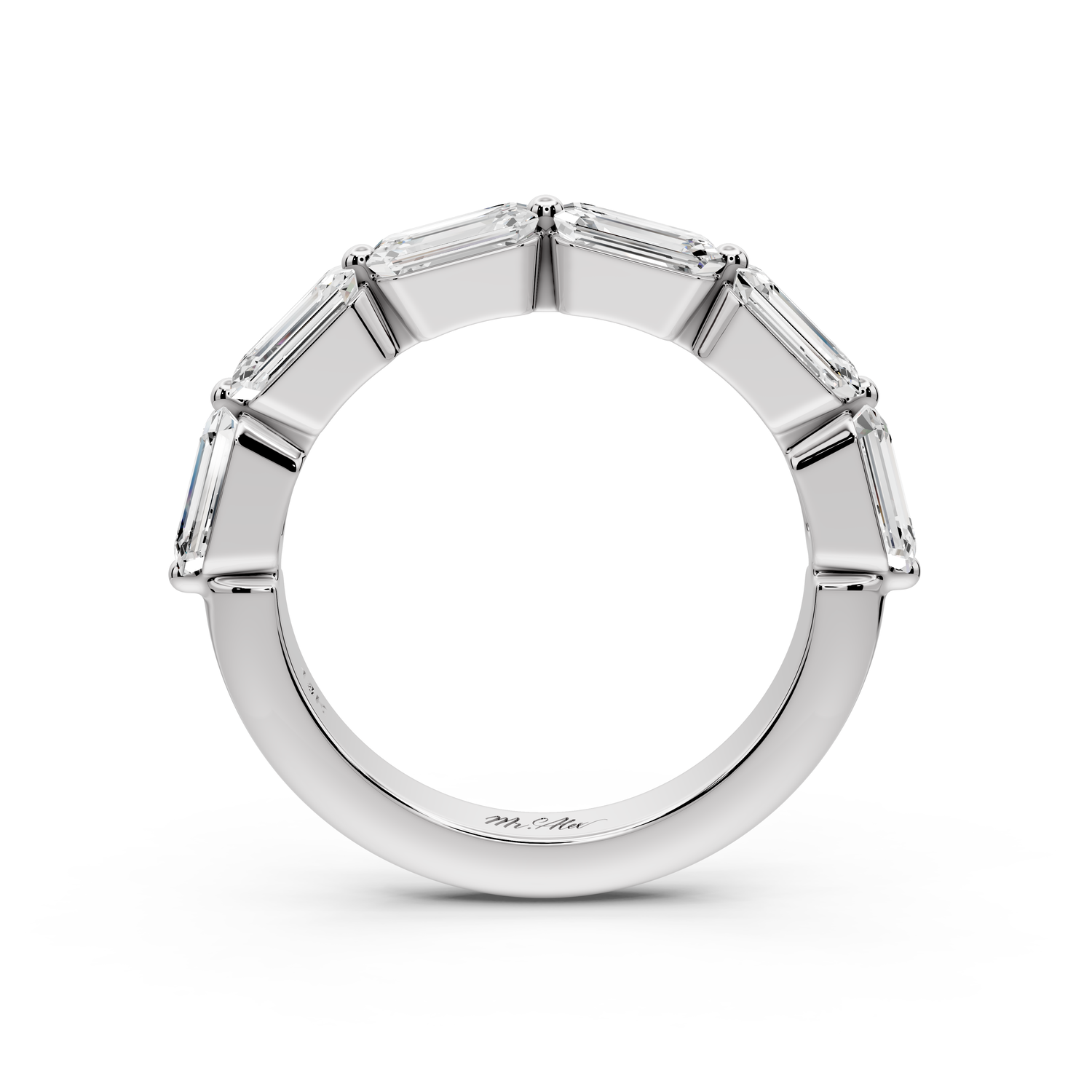 Nitzan - 2.01ct 18k white gold Seven-Stone Emerald-Cut Diamond Wedding Band Ring