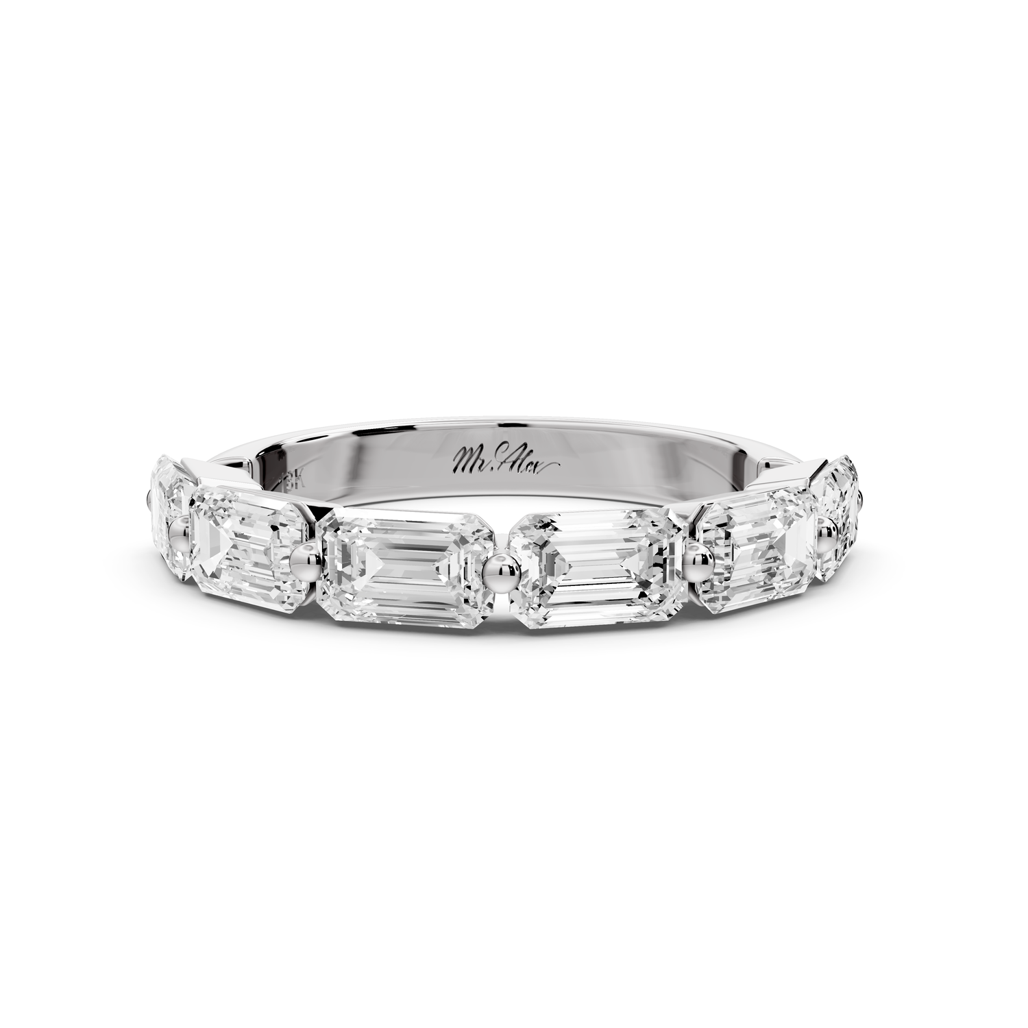 Nitzan - 2.01ct 14k white gold Seven-Stone Emerald-Cut Diamond Wedding Band Ring