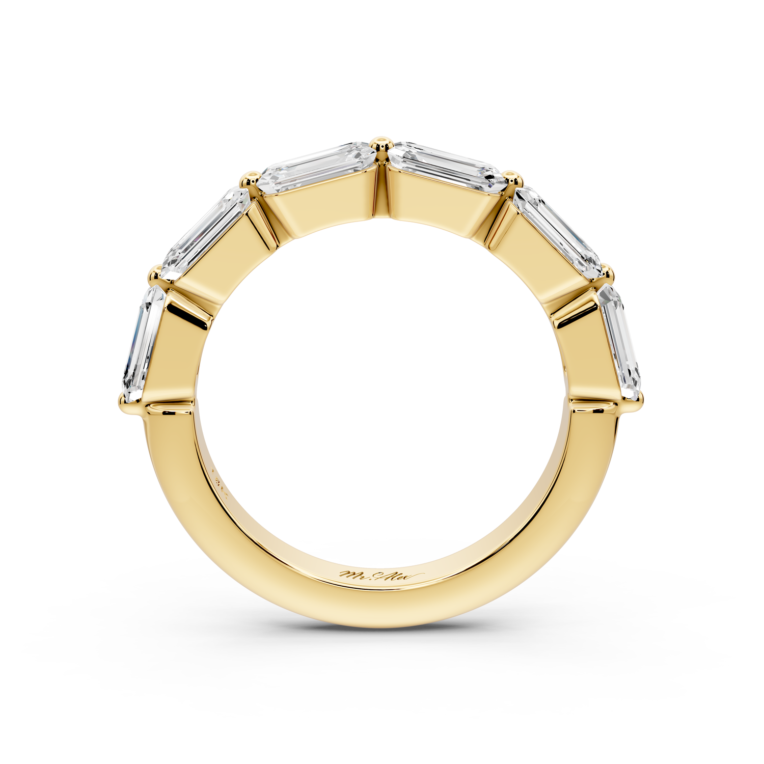 Nitzan - 2.01ct 14k yellow gold Seven-Stone Emerald-Cut Diamond Wedding Band Ring