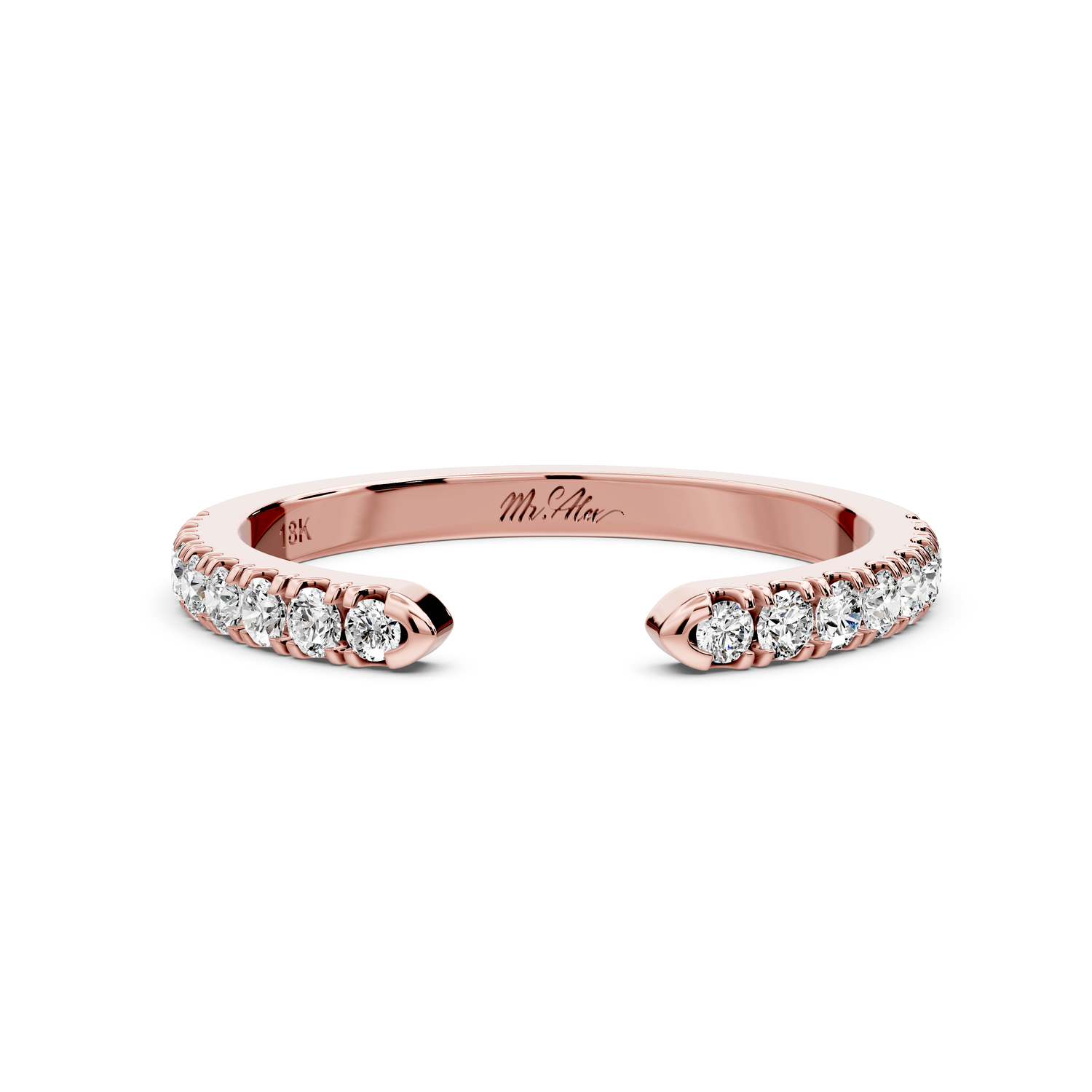 Avielle - 0.28ct 18k rose gold Diamond Pavé Open Cuff Ring