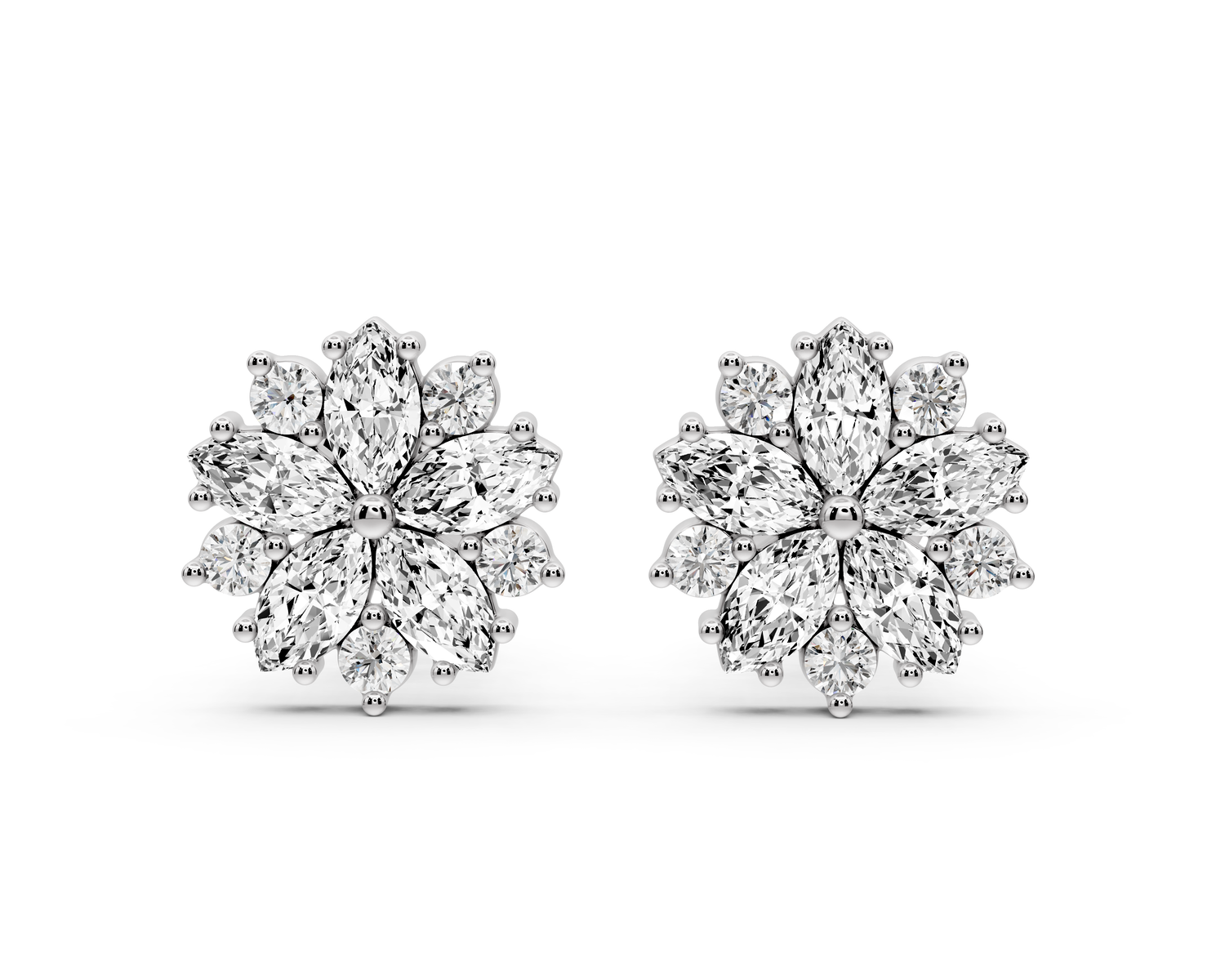 Rose Earrings White Gold