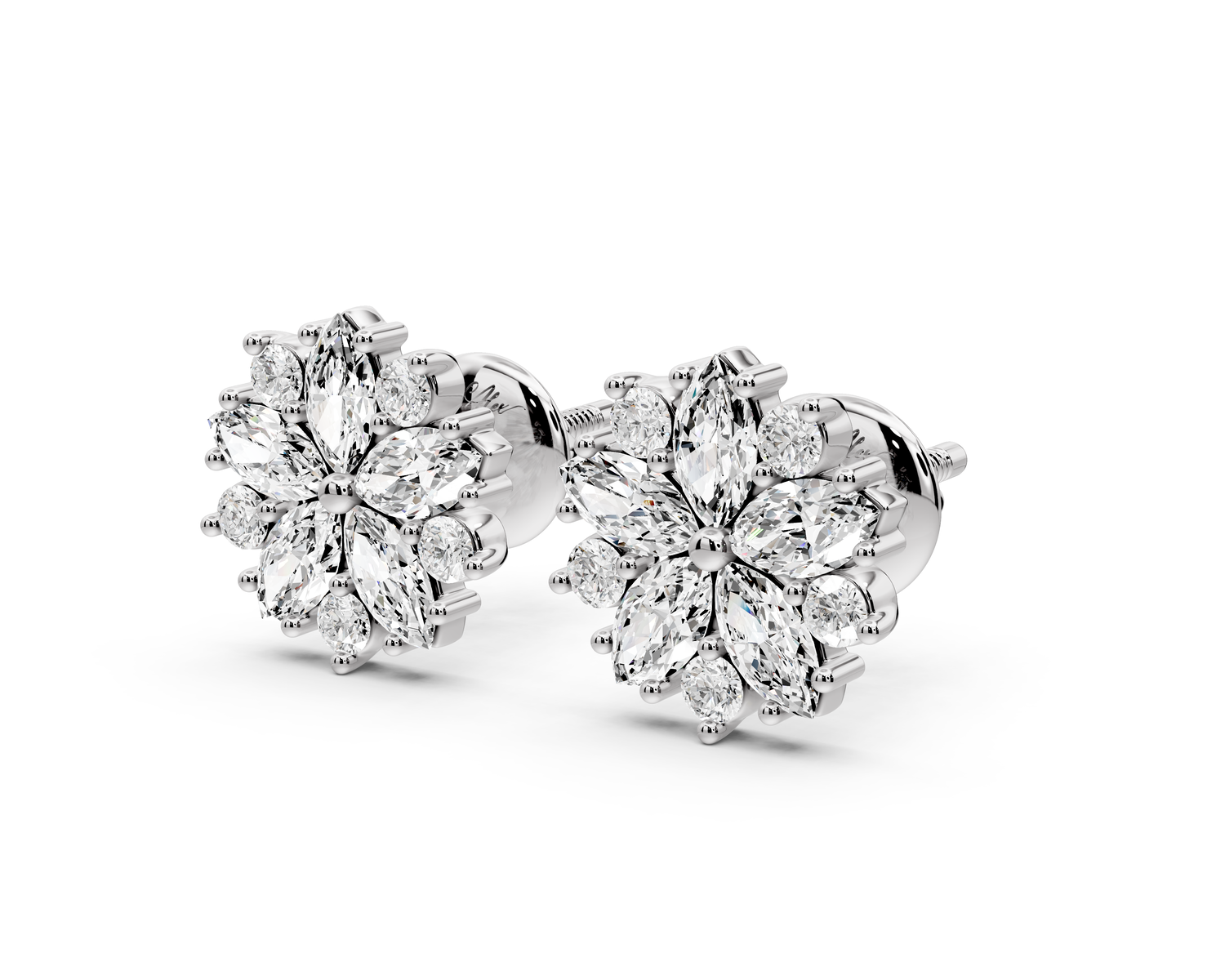 Rose Earrings White Gold
