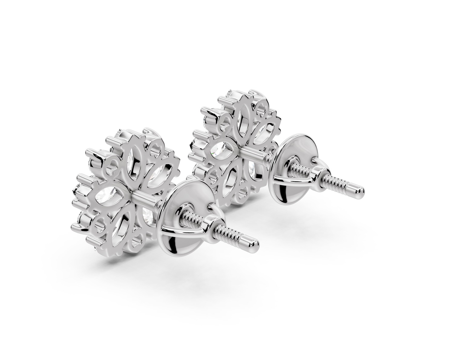 Rose Earrings White Gold