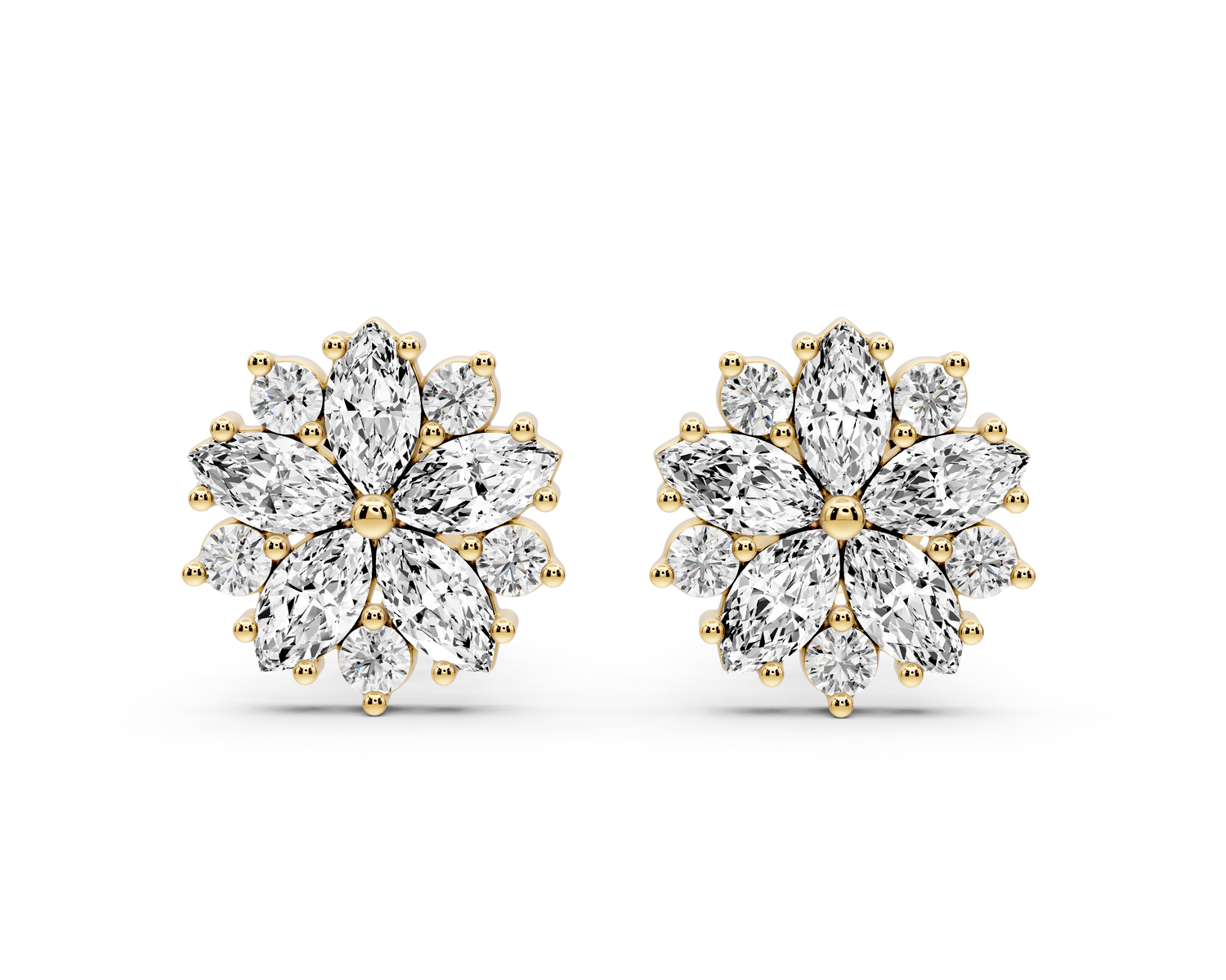 Rose Earrings Yellow Gold