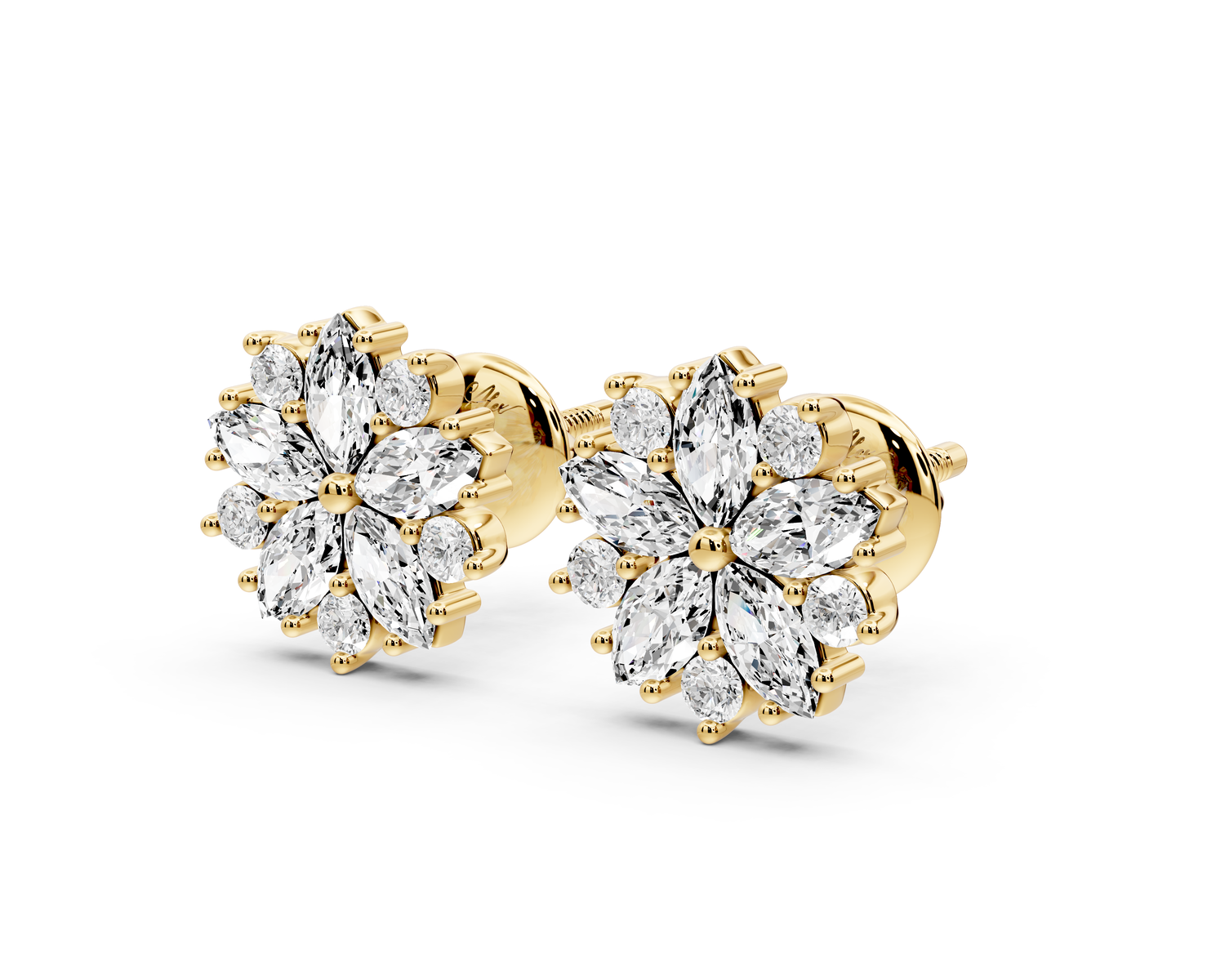 Rose Earrings Yellow Gold