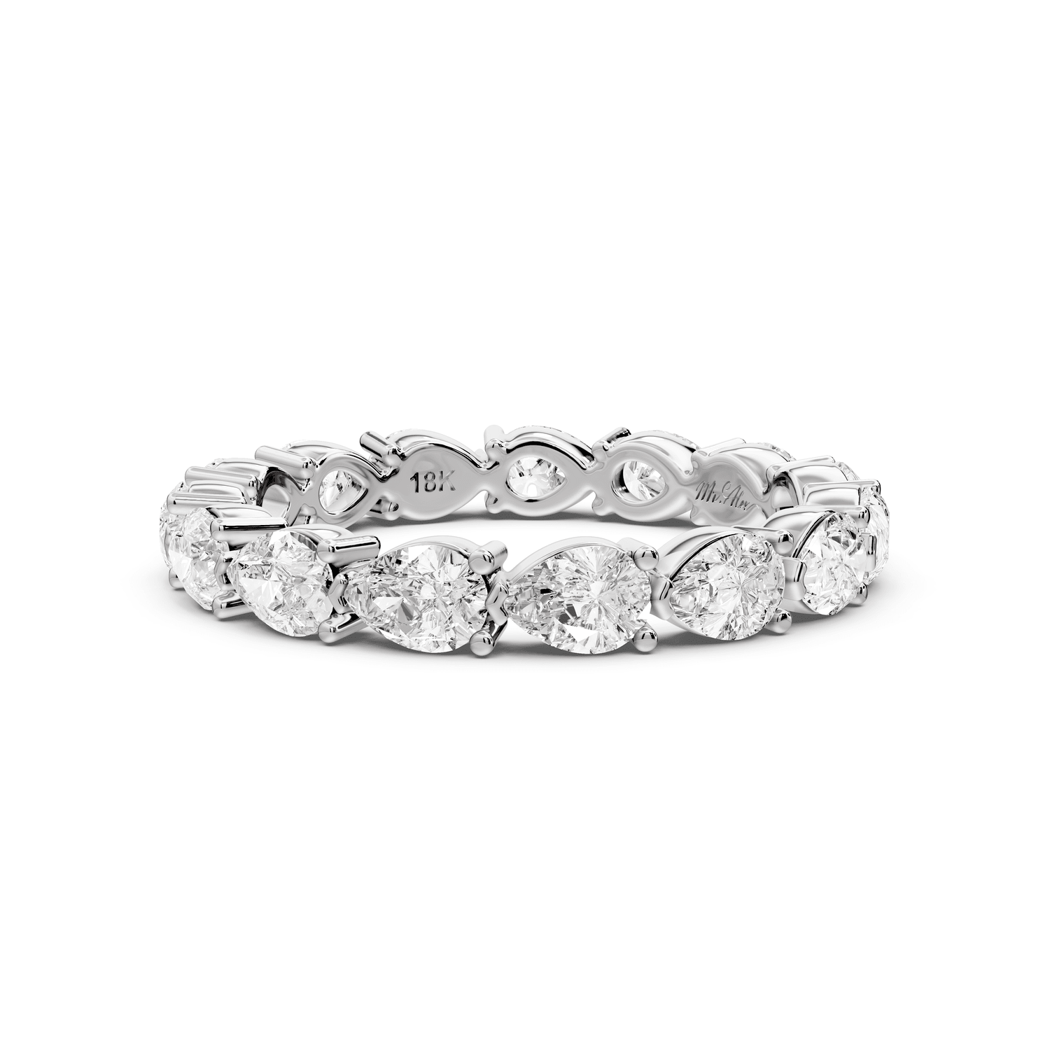 Adar - 1.87ct 18k white gold Pear-Shaped Diamond Eternity Band Ring - Mr. Alex Jewelry