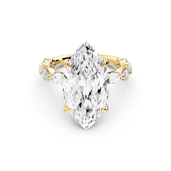 Amalia - 5ct 14k yellow gold marquise Round Diamond with Alternating 8 - Stone Marquise and Round Diamond Band Engagement Ring - Mr. Alex Jewelry
