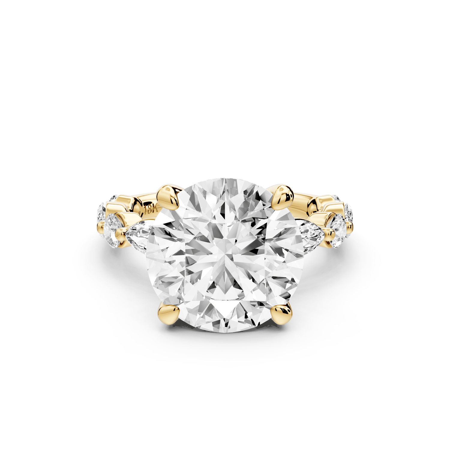 Amalia - 5ct 14k yellow gold round Round Diamond with Alternating 8 - Stone Marquise and Round Diamond Band Engagement Ring - Mr. Alex Jewelry