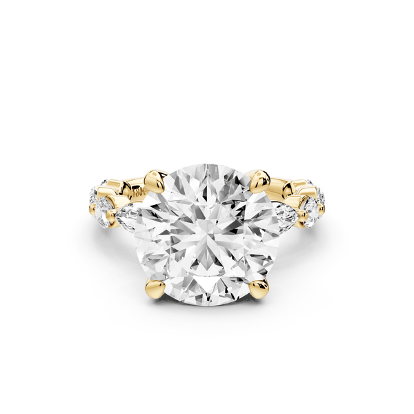 Amalia - 5ct 14k yellow gold round Round Diamond with Alternating 8 - Stone Marquise and Round Diamond Band Engagement Ring - Mr. Alex Jewelry