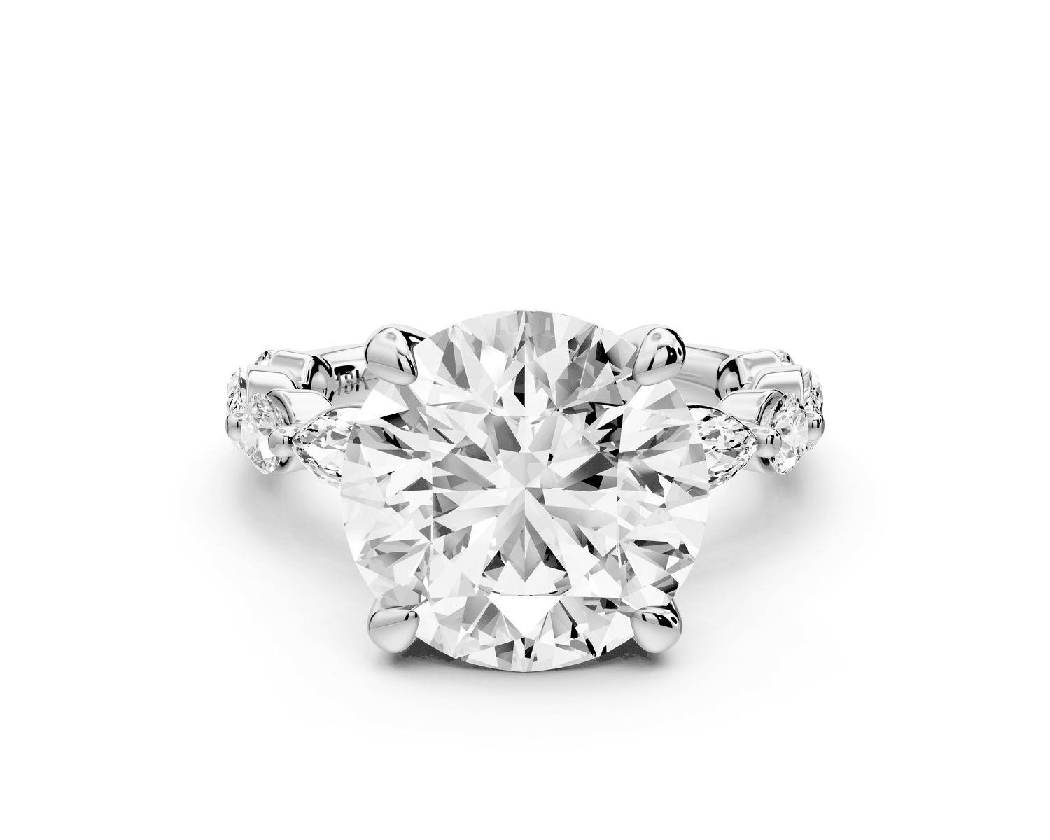 Amalia - 5ct platinum round Round Diamond with Alternating 8 - Stone Marquise and Round Diamond Band Engagement Ring - Mr. Alex Jewelry