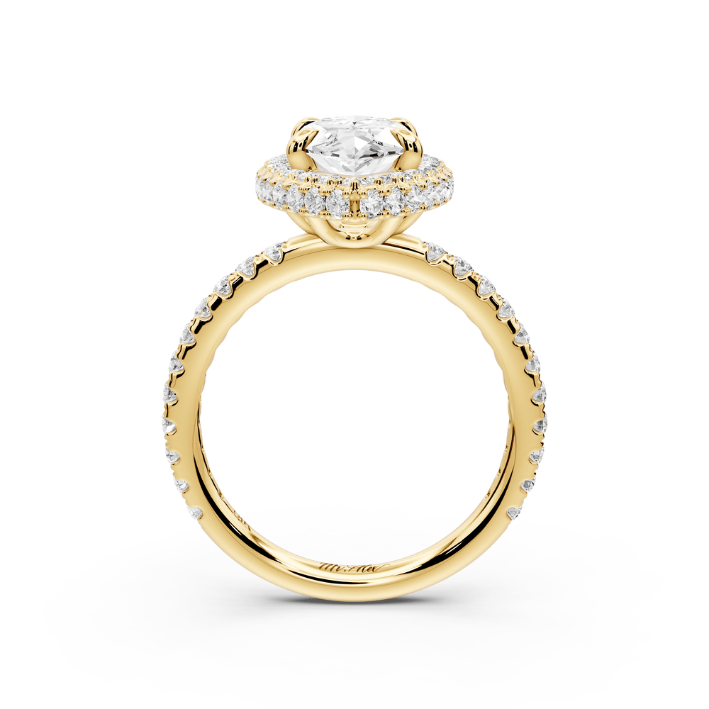 Amelie - 2ct 18k yellow gold marquise Diamond with Rollover Halo and Pavé engagement Ring - Mr. Alex Jewelry
