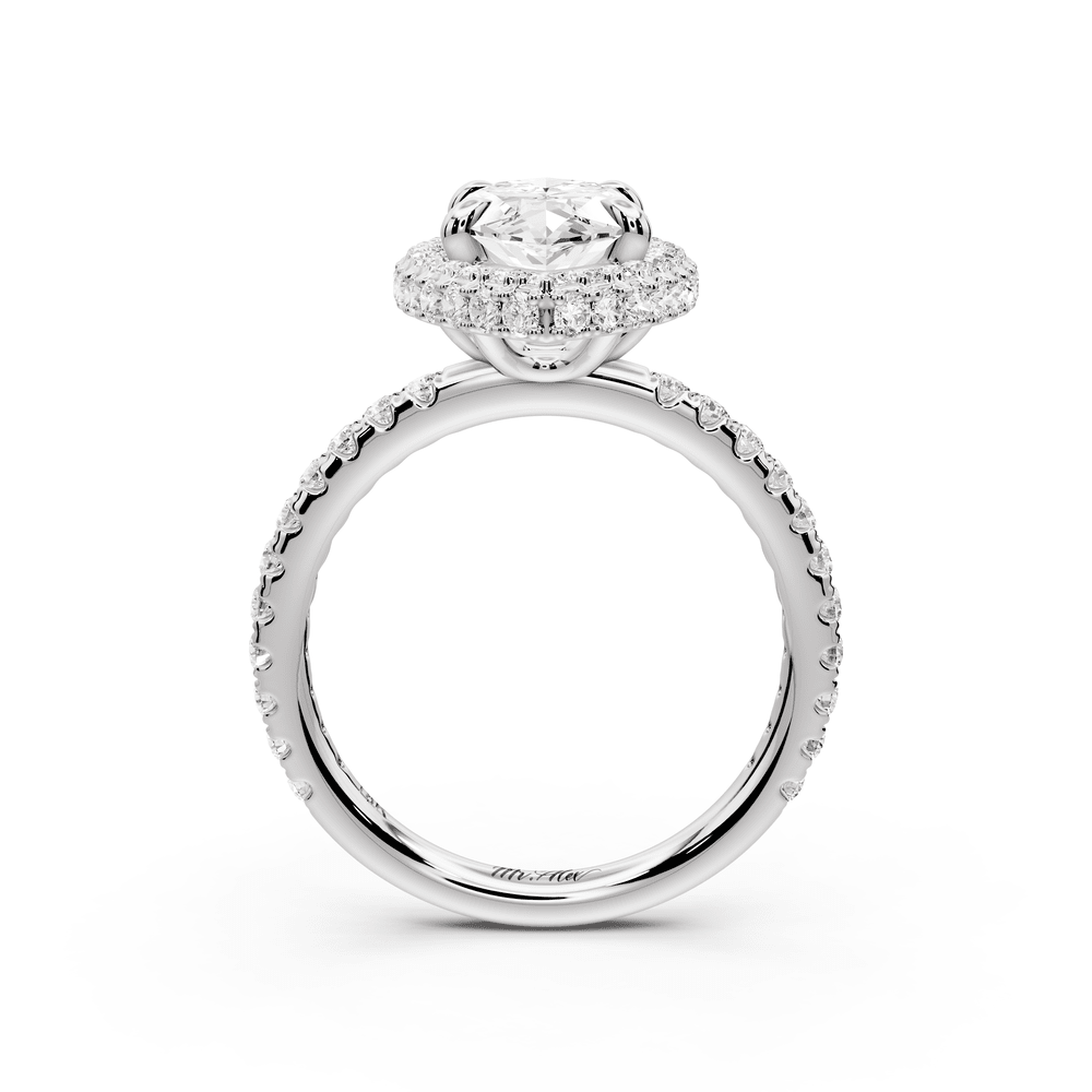 Amelie - 2ct platinum marquise Diamond with Rollover Halo and Pavé engagement Ring - Mr. Alex Jewelry