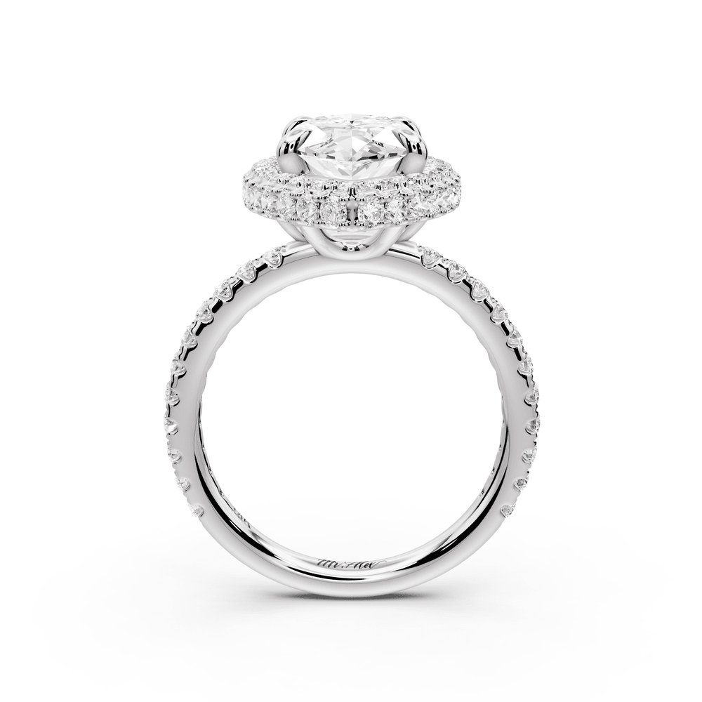 Amelie - 3ct 14k white gold marquise Diamond with Rollover Halo and Pavé engagement Ring - Mr. Alex Jewelry