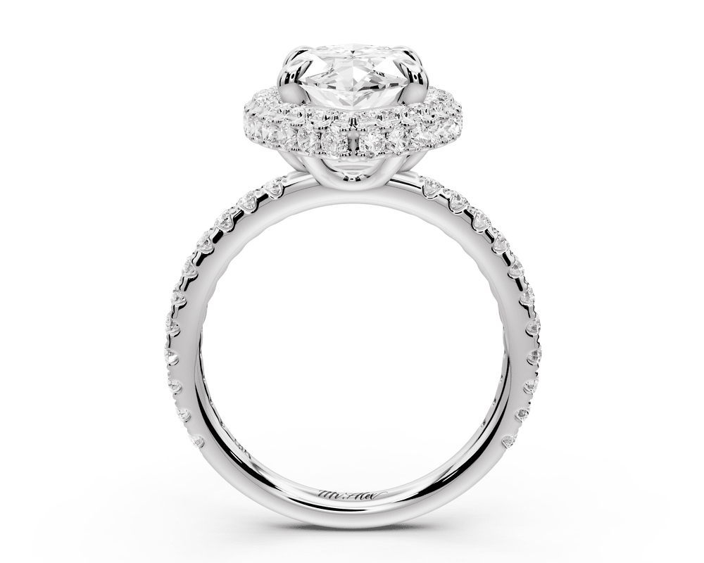 Amelie - 3ct 18k white gold marquise Diamond with Rollover Halo and Pavé engagement Ring - Mr. Alex Jewelry