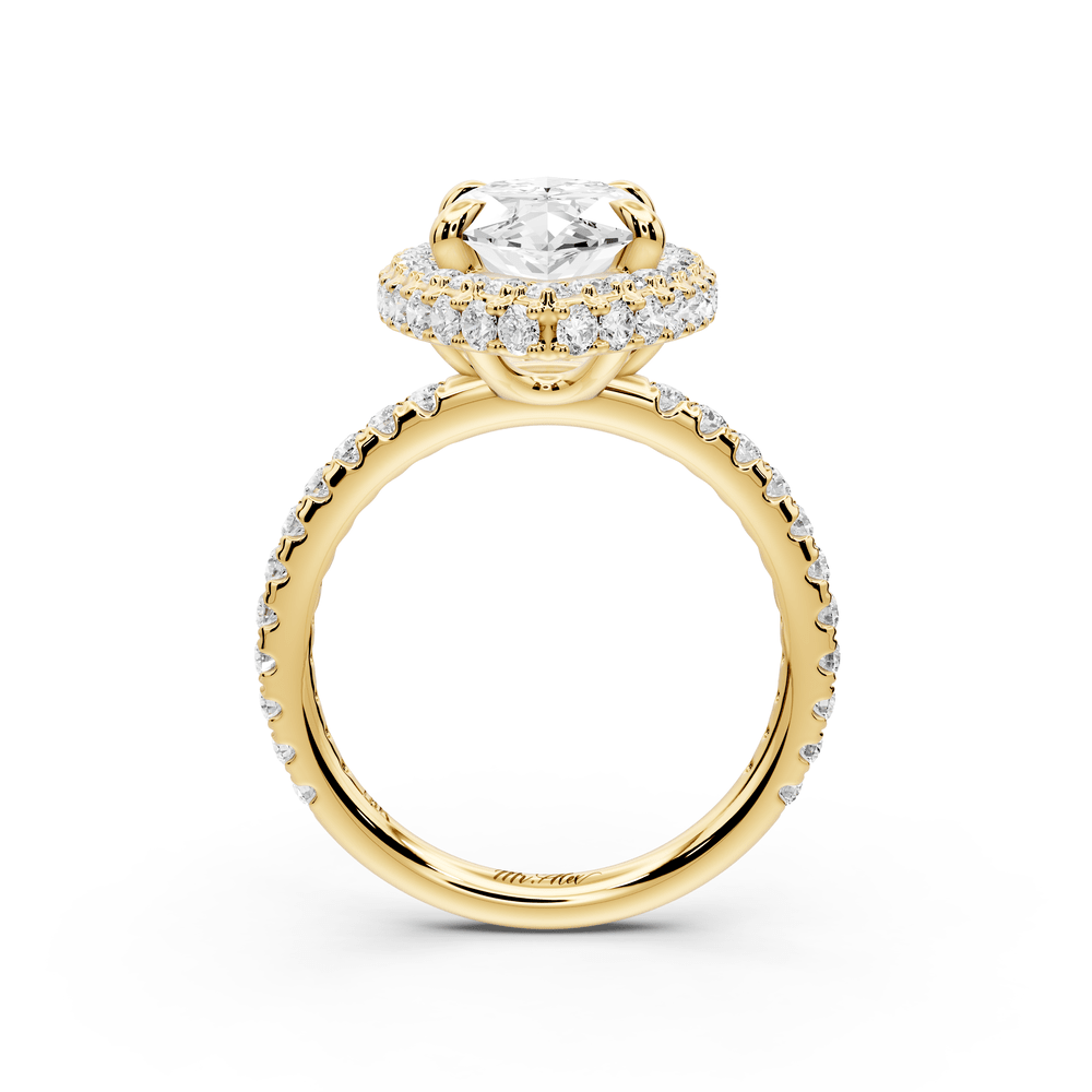 Amelie - 3ct 18k yellow gold marquise Diamond with Rollover Halo and Pavé engagement Ring - Mr. Alex Jewelry