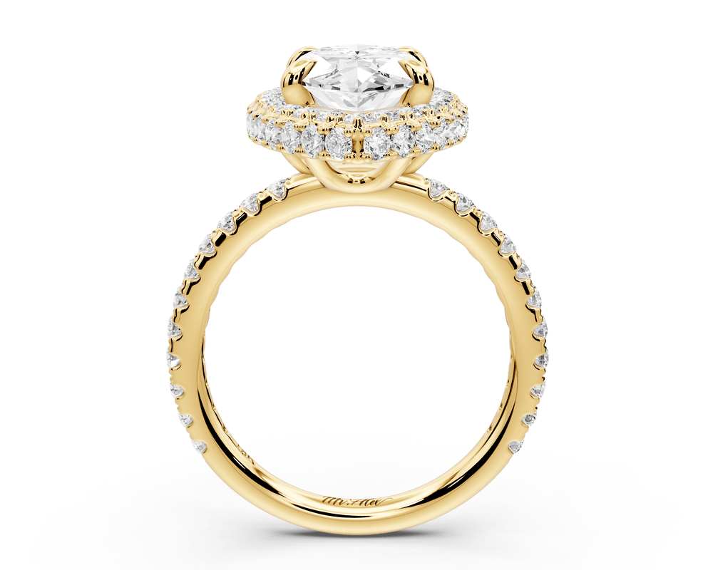 Amelie - 3ct 18k yellow gold marquise Diamond with Rollover Halo and Pavé engagement Ring - Mr. Alex Jewelry