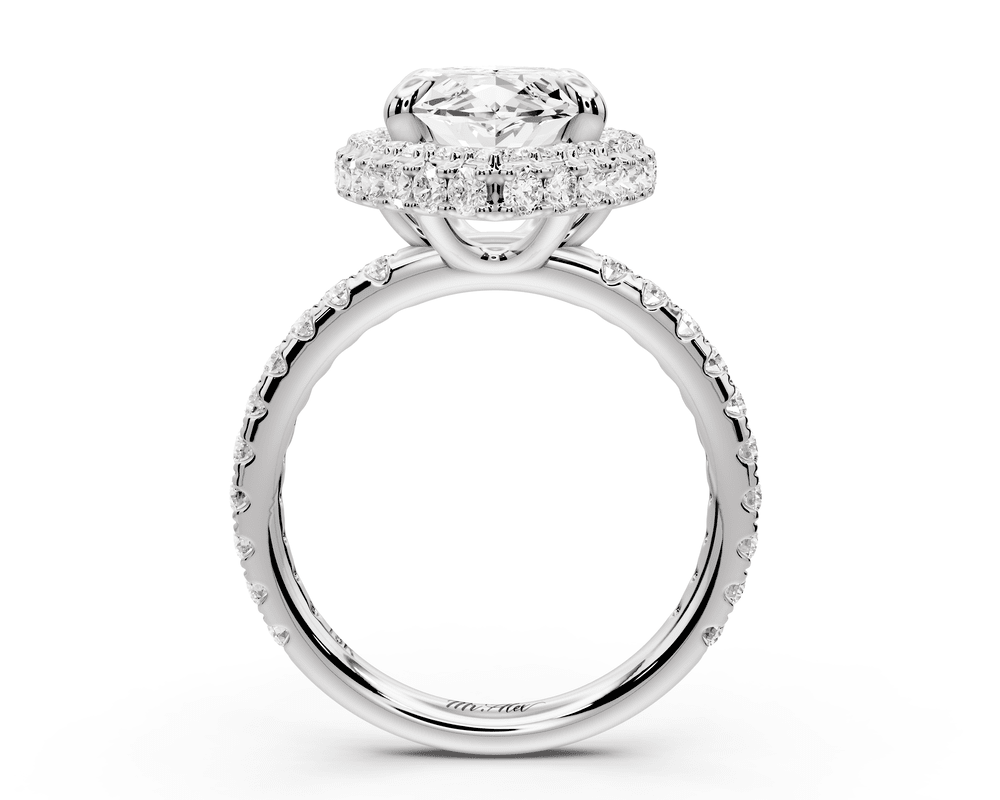 Amelie - 4ct 14k white gold marquise Diamond with Rollover Halo and Pavé engagement Ring - Mr. Alex Jewelry
