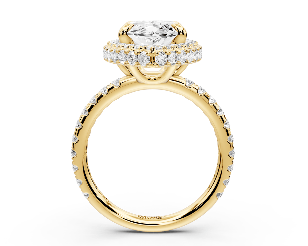 Amelie - 4ct 18k yellow gold marquise Diamond with Rollover Halo and Pavé engagement Ring - Mr. Alex Jewelry