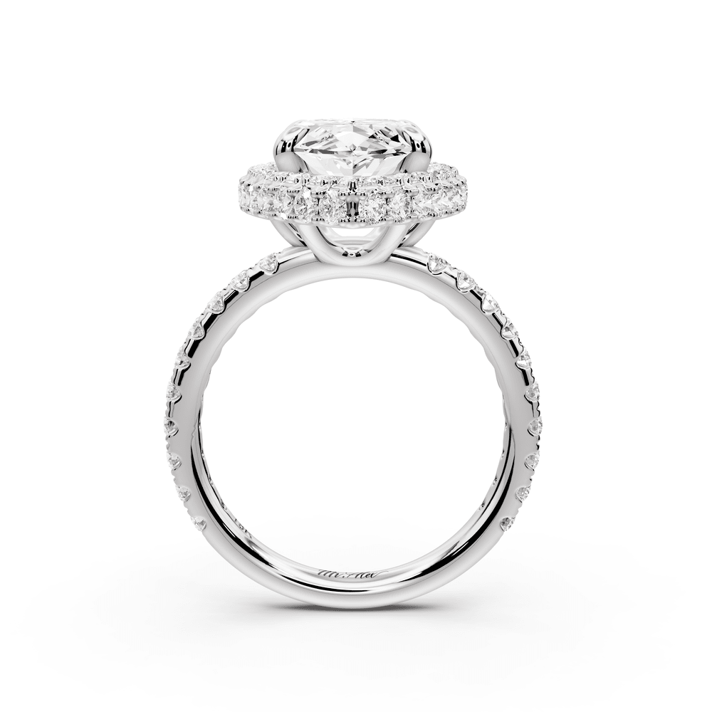 Amelie - 4ct platinum marquise Diamond with Rollover Halo and Pavé engagement Ring - Mr. Alex Jewelry