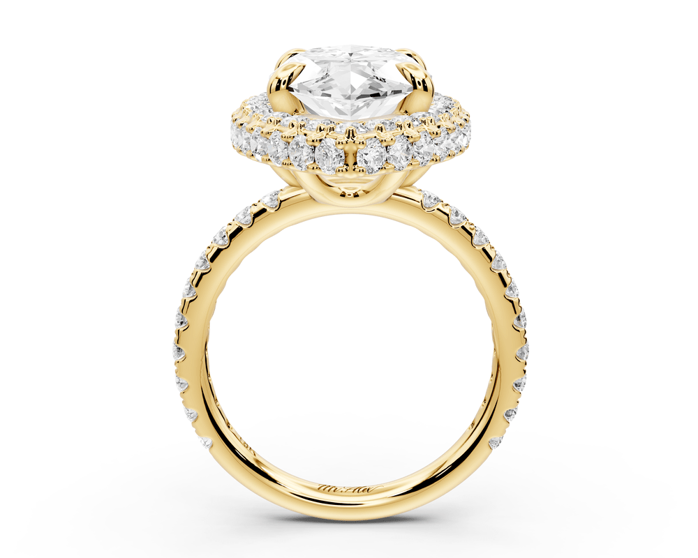 Amelie - 5ct 14k yellow gold marquise Diamond with Rollover Halo and Pavé engagement Ring - Mr. Alex Jewelry