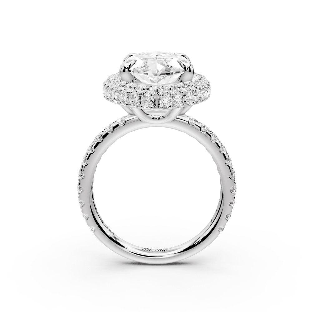 Amelie - 5ct platinum marquise Diamond with Rollover Halo and Pavé engagement Ring - Mr. Alex Jewelry