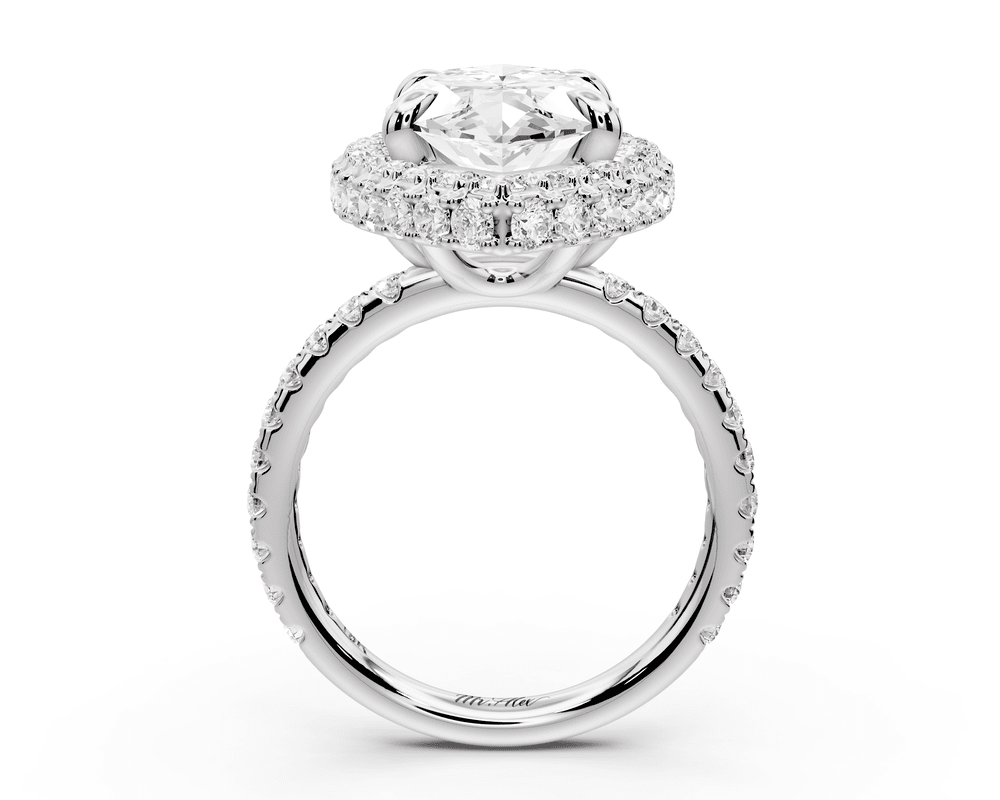 Amelie - 5ct platinum marquise Diamond with Rollover Halo and Pavé engagement Ring - Mr. Alex Jewelry