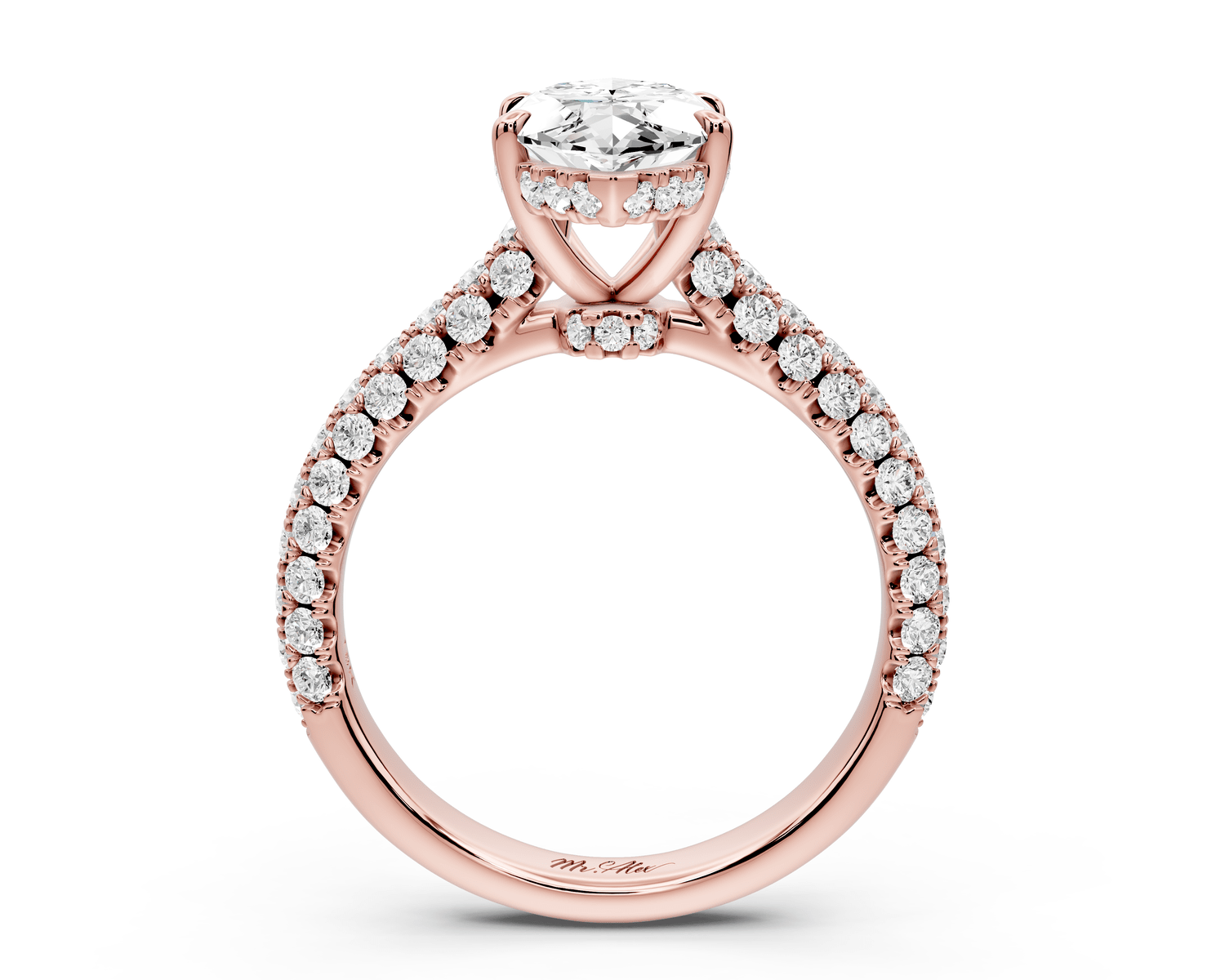 Amoria - 2ct 14k rose gold marquise Diamond Engagement Ring with Pavé Band & Hidden Halo - Mr. Alex Jewelry