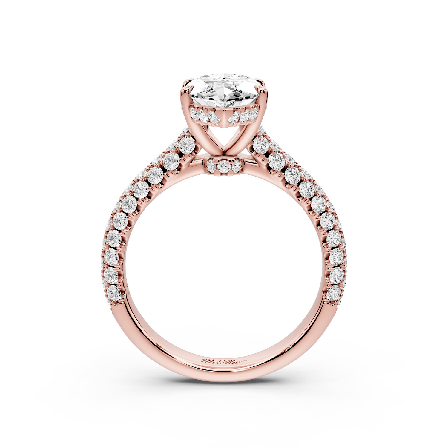 Amoria - 2ct 14k rose gold marquise Diamond Engagement Ring with Pavé Band & Hidden Halo - Mr. Alex Jewelry