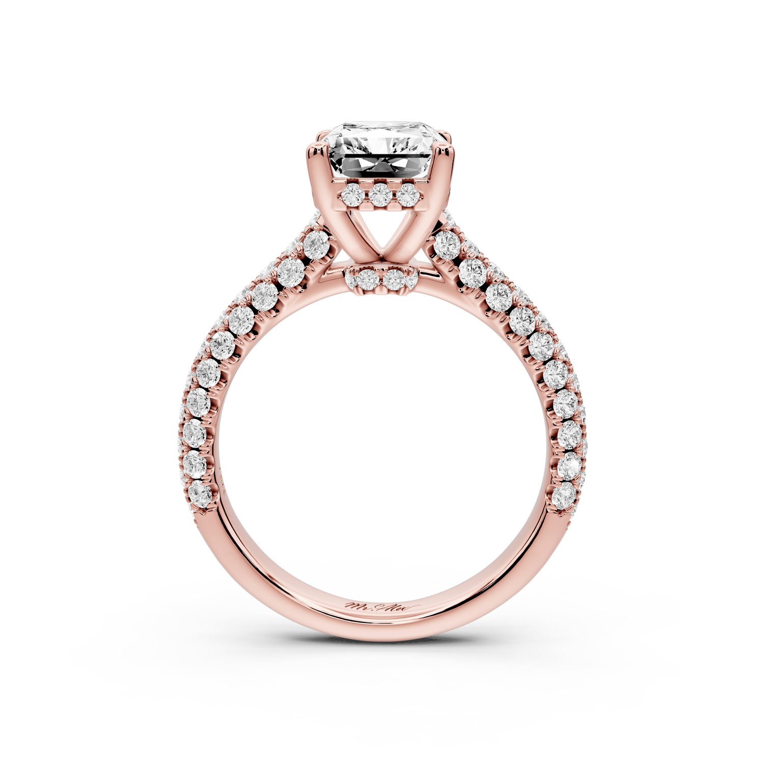 Amoria - 2ct 14k rose gold radiant Diamond Engagement Ring with Pavé Band & Hidden Halo - Mr. Alex Jewelry