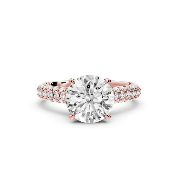 Amoria - 2ct 14k rose gold round Diamond Engagement Ring with Pavé Band & Hidden Halo - Mr. Alex Jewelry