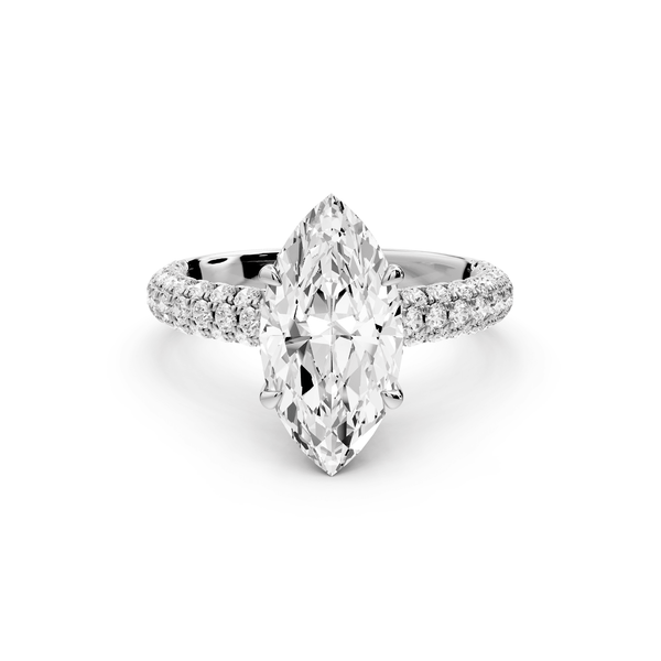 Amoria - 2ct 14k white gold marquise Diamond Engagement Ring with Pavé Band & Hidden Halo - Mr. Alex Jewelry