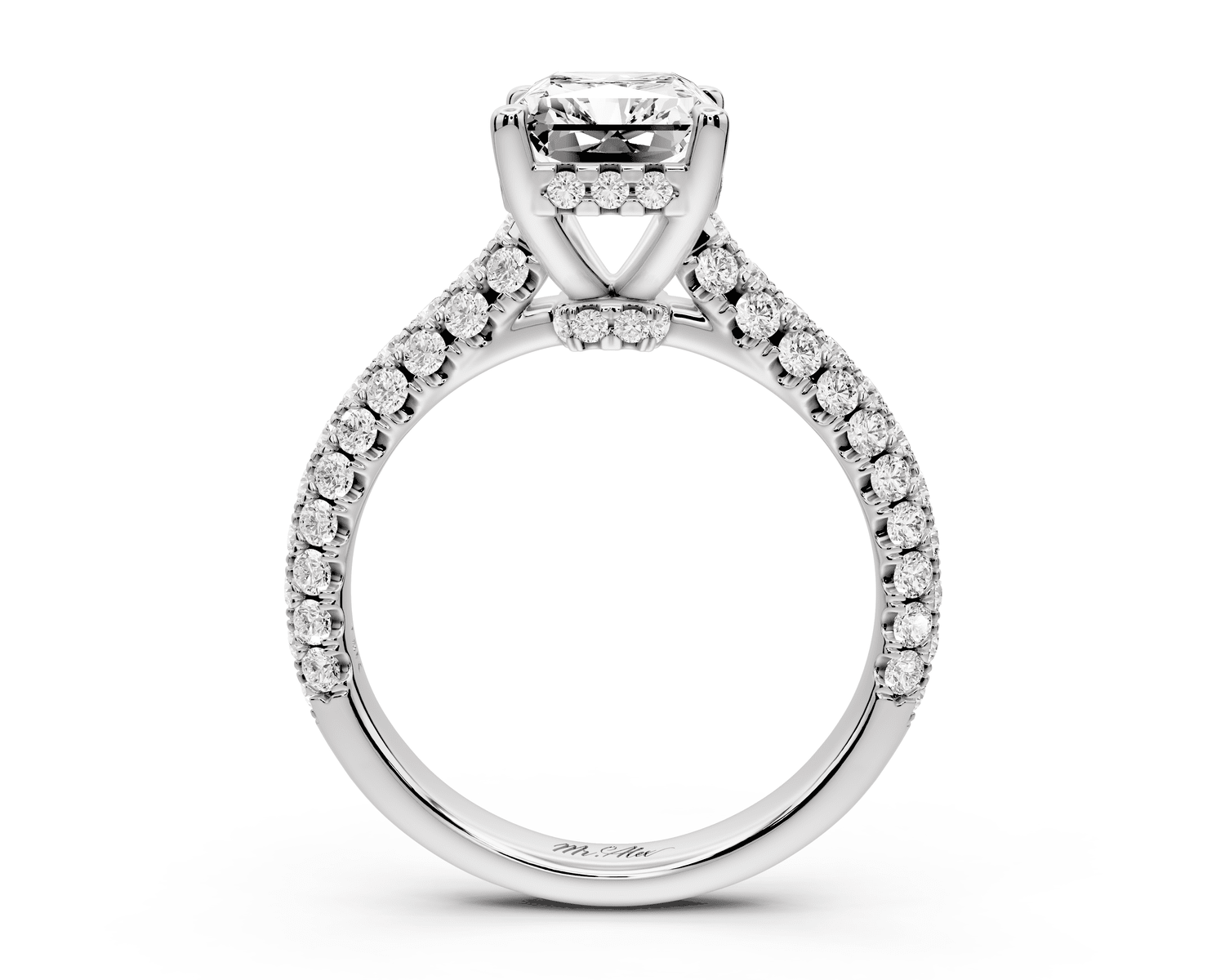 Amoria - 2ct 14k white gold radiant Diamond Engagement Ring with Pavé Band & Hidden Halo - Mr. Alex Jewelry