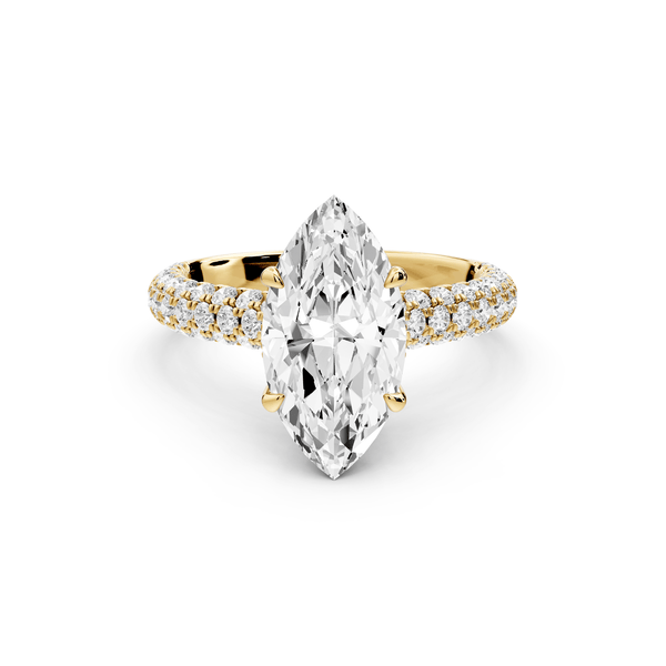 Amoria - 2ct 14k yellow gold marquise Diamond Engagement Ring with Pavé Band & Hidden Halo - Mr. Alex Jewelry