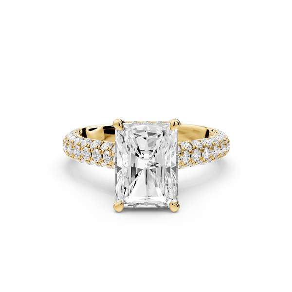Amoria - 2ct 14k yellow gold radiant Diamond Engagement Ring with Pavé Band & Hidden Halo - Mr. Alex Jewelry
