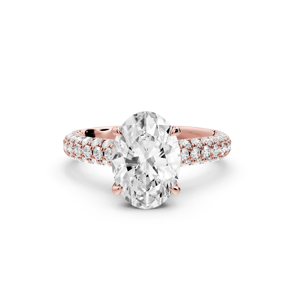 Amoria - 2ct 18k rose gold oval Diamond Engagement Ring with Pavé Band & Hidden Halo - Mr. Alex Jewelry