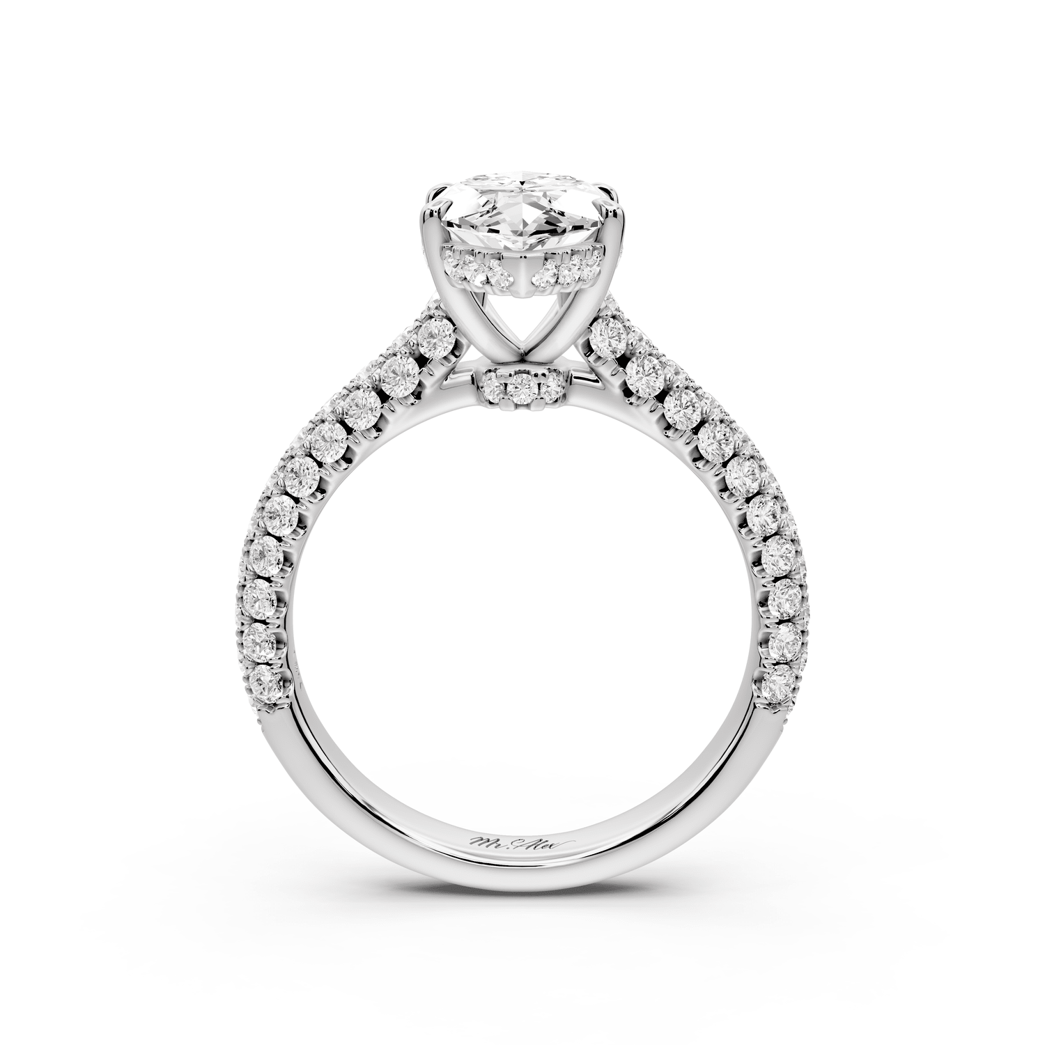 Amoria - 2ct 18k white gold marquise Diamond Engagement Ring with Pavé Band & Hidden Halo - Mr. Alex Jewelry
