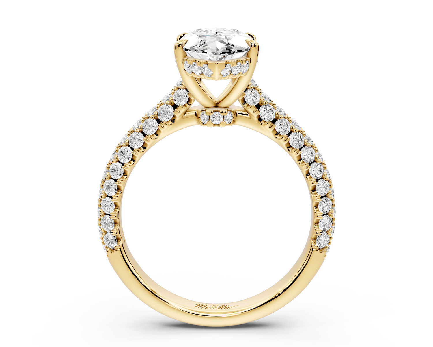 Amoria - 2ct 18k yellow gold marquise Diamond Engagement Ring with Pavé Band & Hidden Halo - Mr. Alex Jewelry