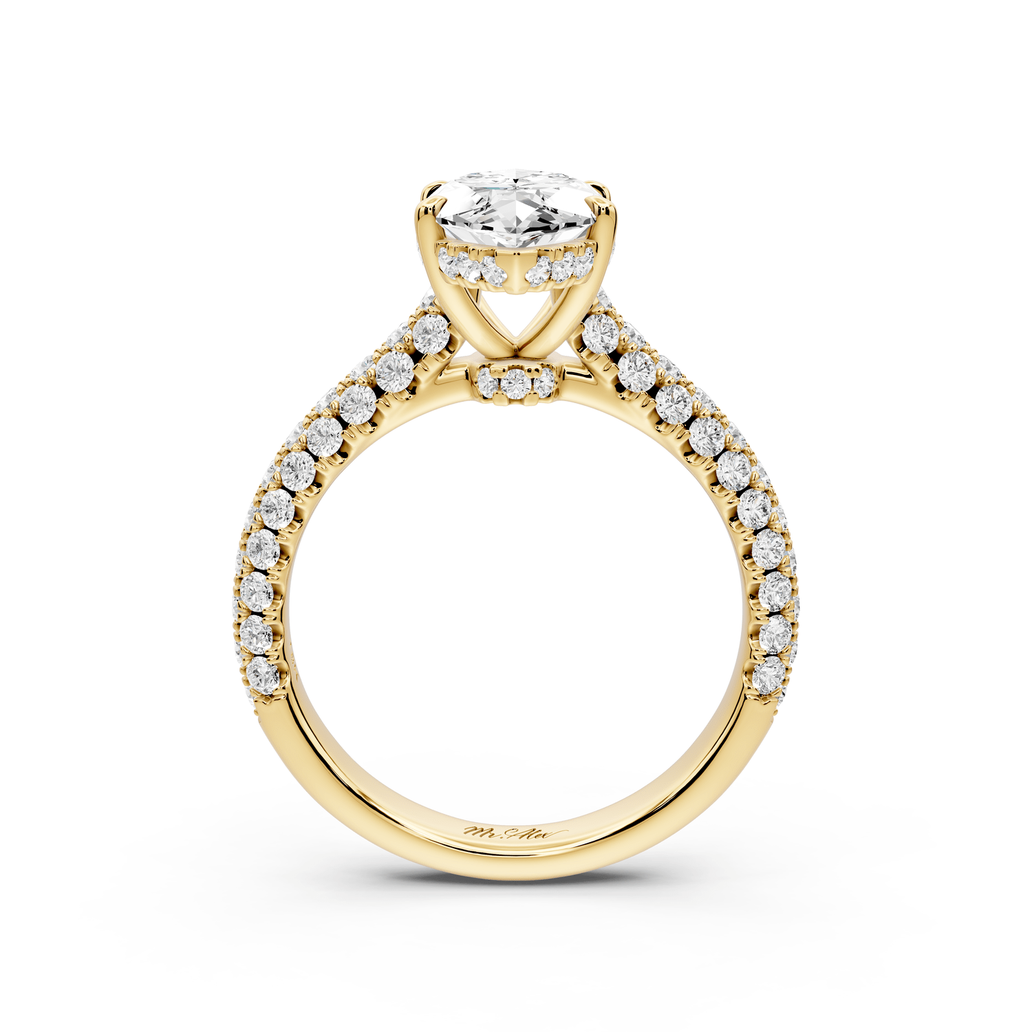 Amoria - 2ct 18k yellow gold marquise Diamond Engagement Ring with Pavé Band & Hidden Halo - Mr. Alex Jewelry